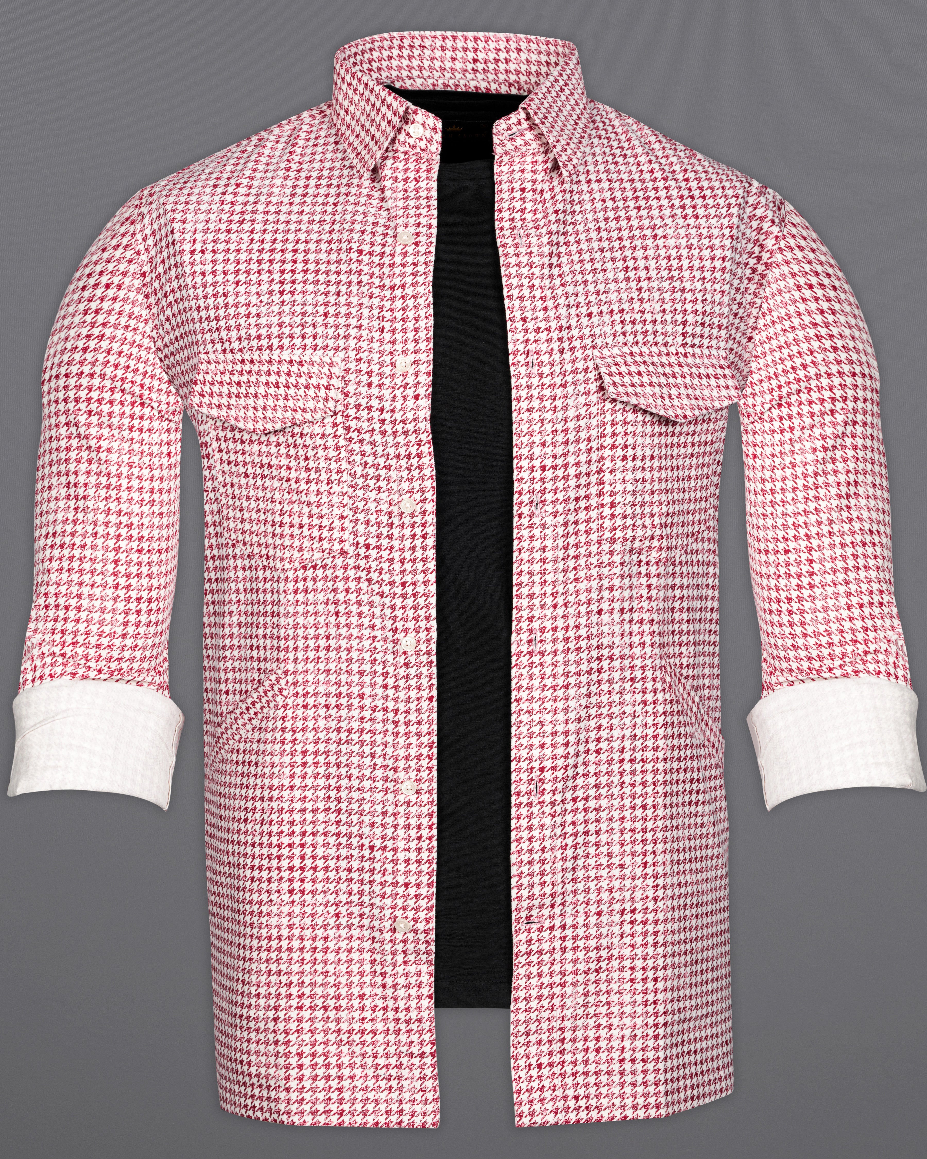 Shiraz Red and White Houndstooth Corduroy Overshirt/Shacket 9916-OS-P301-38, 9916-OS-P301-H-38, 9916-OS-P301-39, 9916-OS-P301-H-39, 9916-OS-P301-40, 9916-OS-P301-H-40, 9916-OS-P301-42, 9916-OS-P301-H-42, 9916-OS-P301-44, 9916-OS-P301-H-44, 9916-OS-P301-46, 9916-OS-P301-H-46, 9916-OS-P301-48, 9916-OS-P301-H-48, 9916-OS-P301-50, 9916-OS-P301-H-50, 9916-OS-P301-52, 9916-OS-P301-H-52