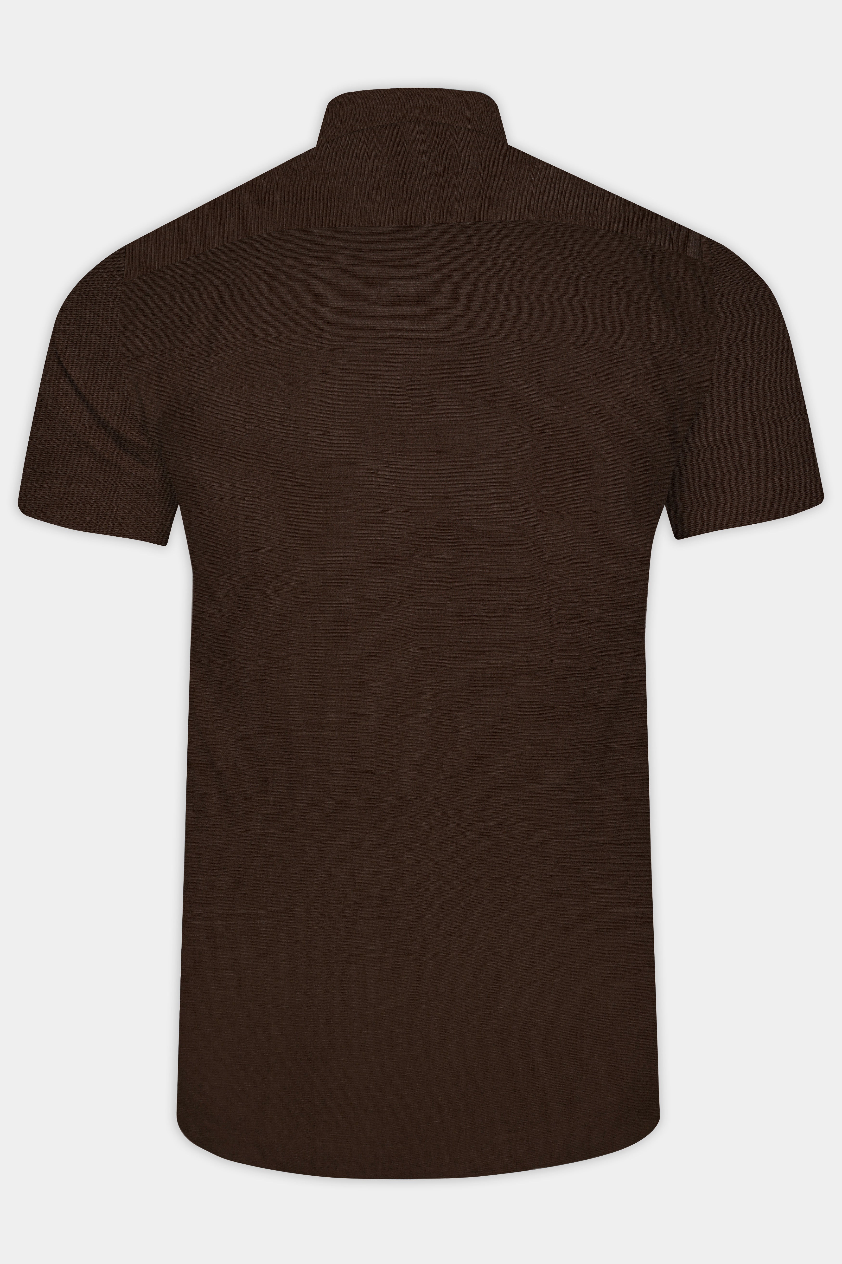 Spice Brown with Fringy Green and Black Patchwork Luxurious Linen Designer Shirt