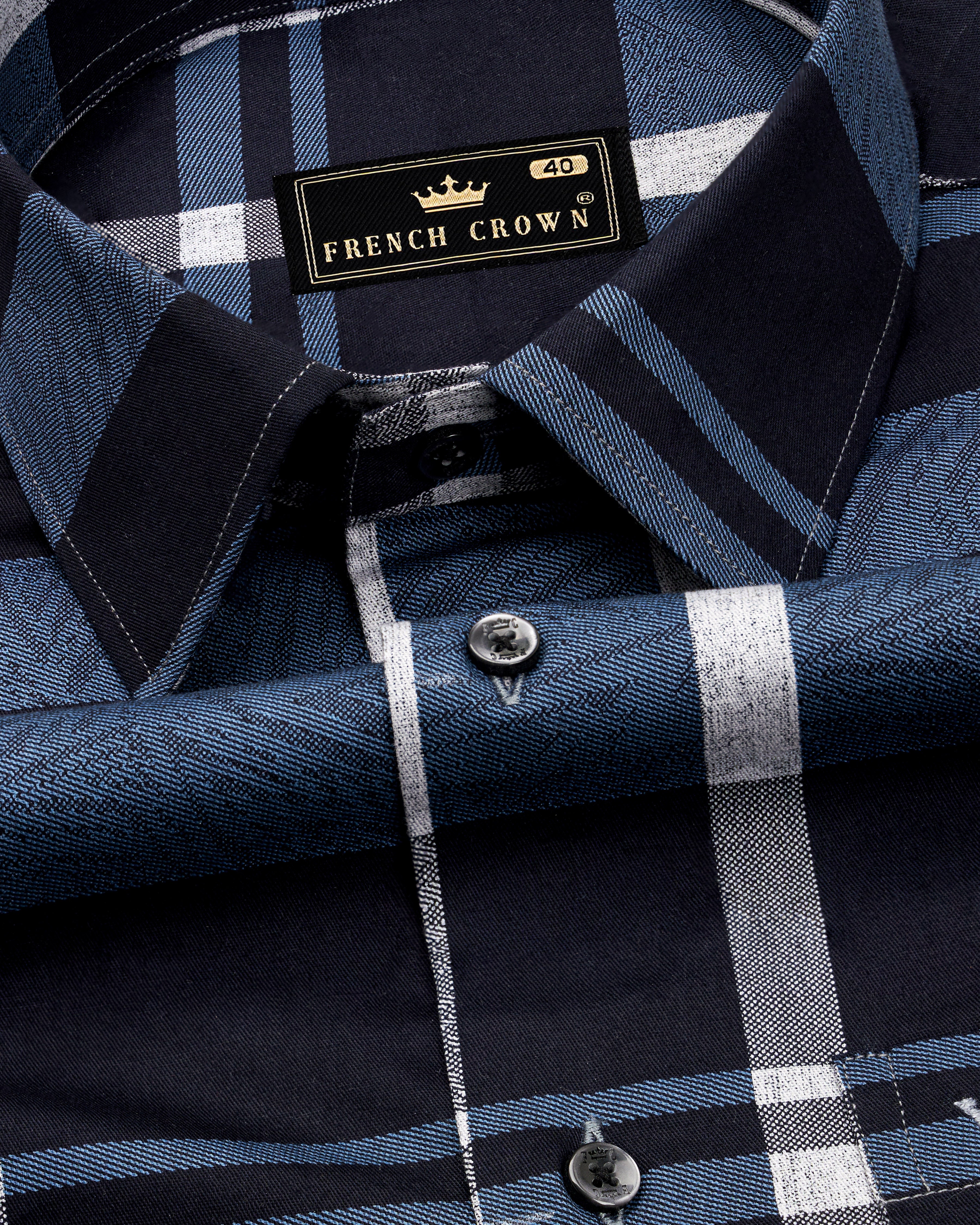Chambray Blue and White Checkered Premium Cotton Shirt 9939-BLK-38, 9939-BLK-H-38, 9939-BLK-39, 9939-BLK-H-39, 9939-BLK-40, 9939-BLK-H-40, 9939-BLK-42, 9939-BLK-H-42, 9939-BLK-44, 9939-BLK-H-44, 9939-BLK-46, 9939-BLK-H-46, 9939-BLK-48, 9939-BLK-H-48, 9939-BLK-50, 9939-BLK-H-50, 9939-BLK-52, 9939-BLK-H-52