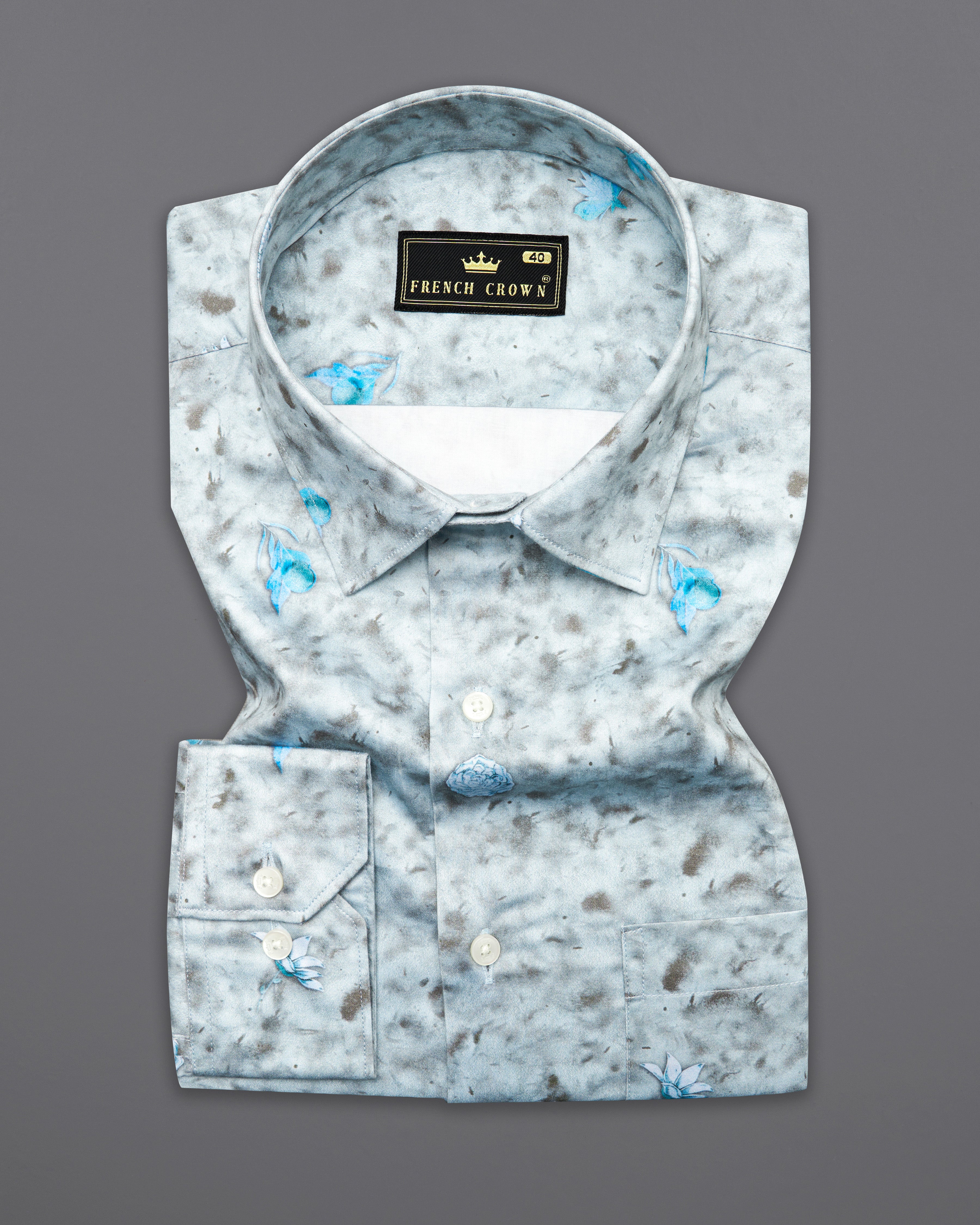 Botticelli Gray Printed Super Soft Premium Cotton Shirt 9982-38, 9982-H-38, 9982-39, 9982-H-39, 9982-40, 9982-H-40, 9982-42, 9982-H-42, 9982-44, 9982-H-44, 9982-46, 9982-H-46, 9982-48, 9982-H-48, 9982-50, 9982-H-50, 9982-52, 9982-H-52