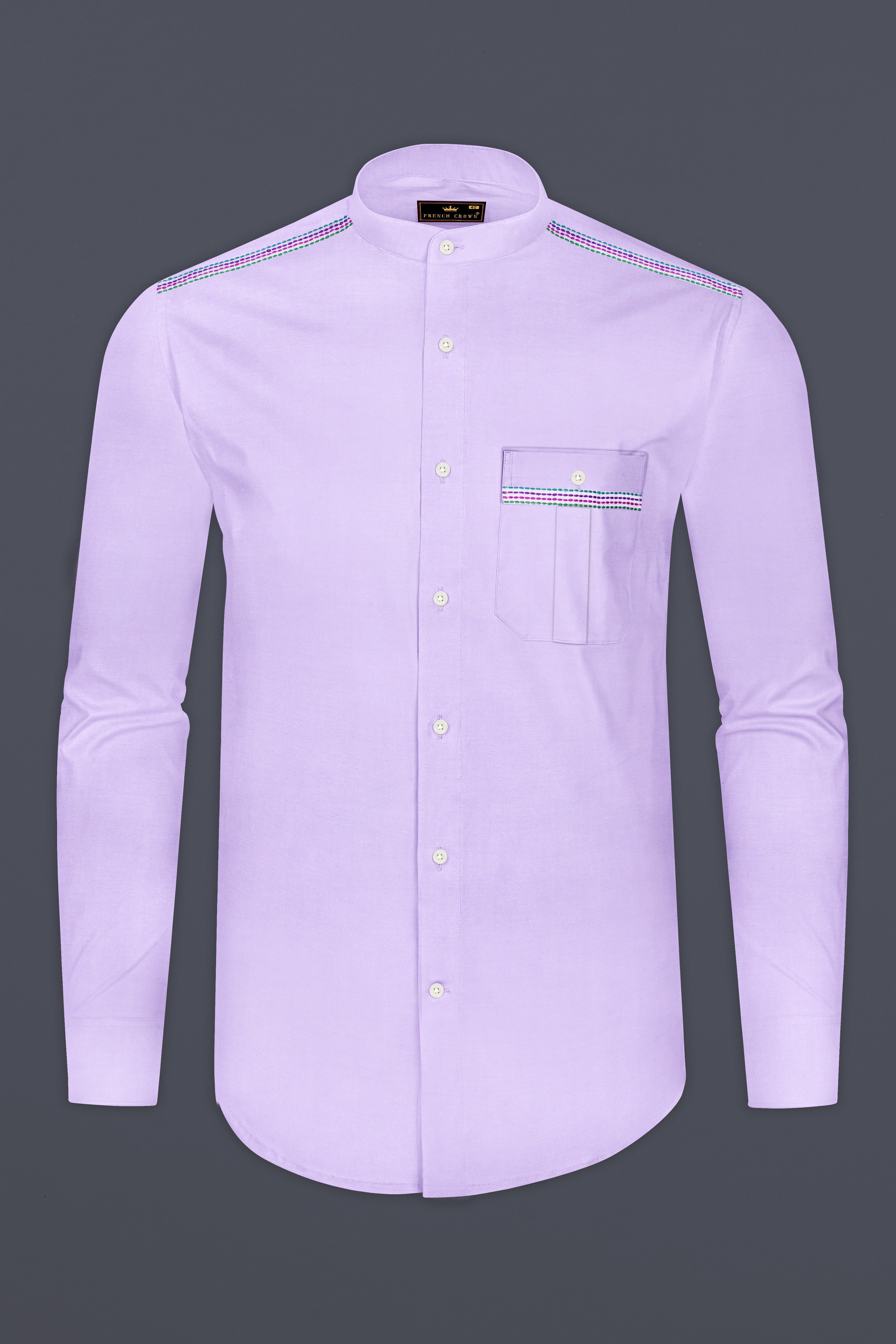 Moonraker Lavender Embroidered Premium Cotton Designer Shirt