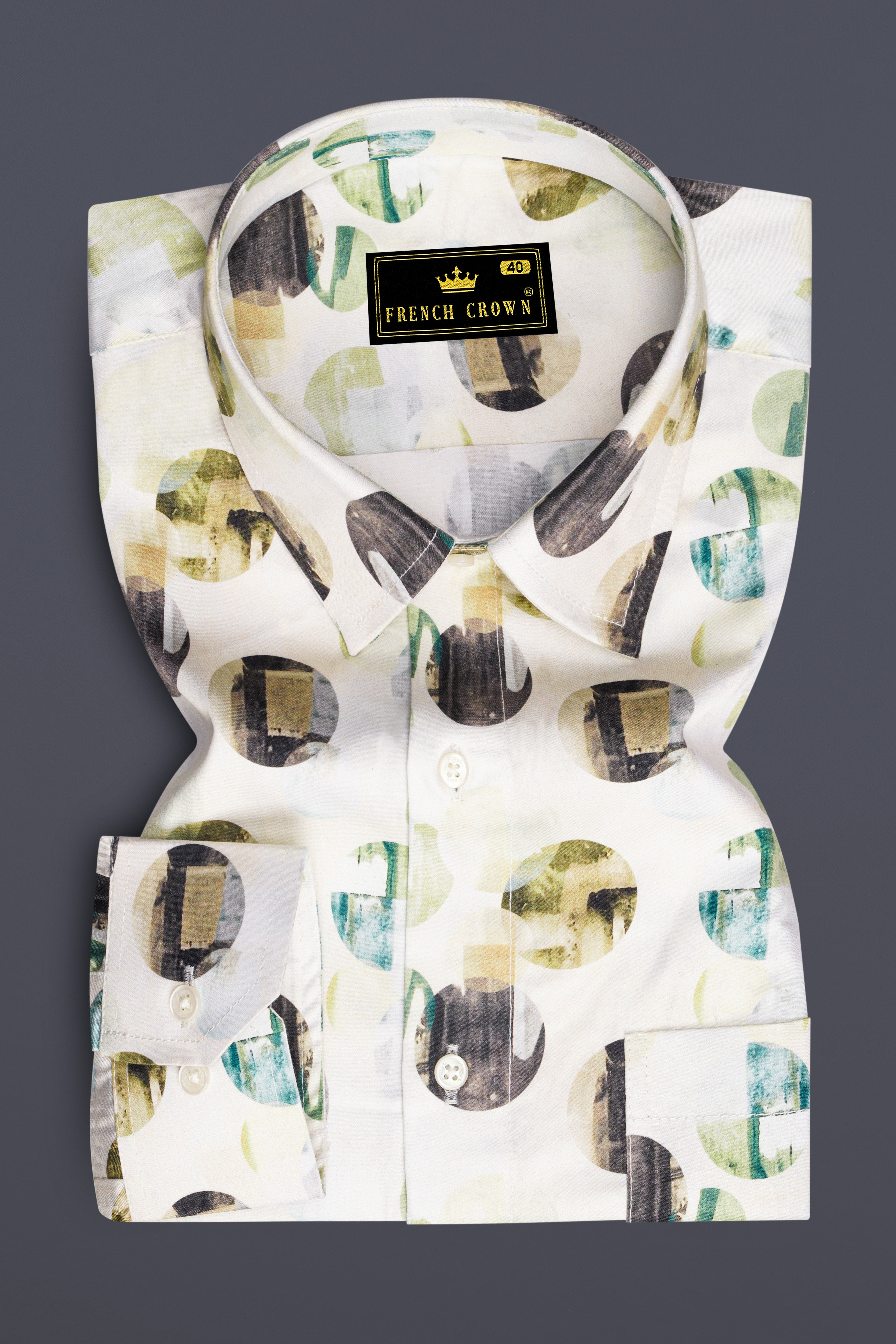 Merino Cream Multicolour Printed Super Soft Premium Cotton Shirt