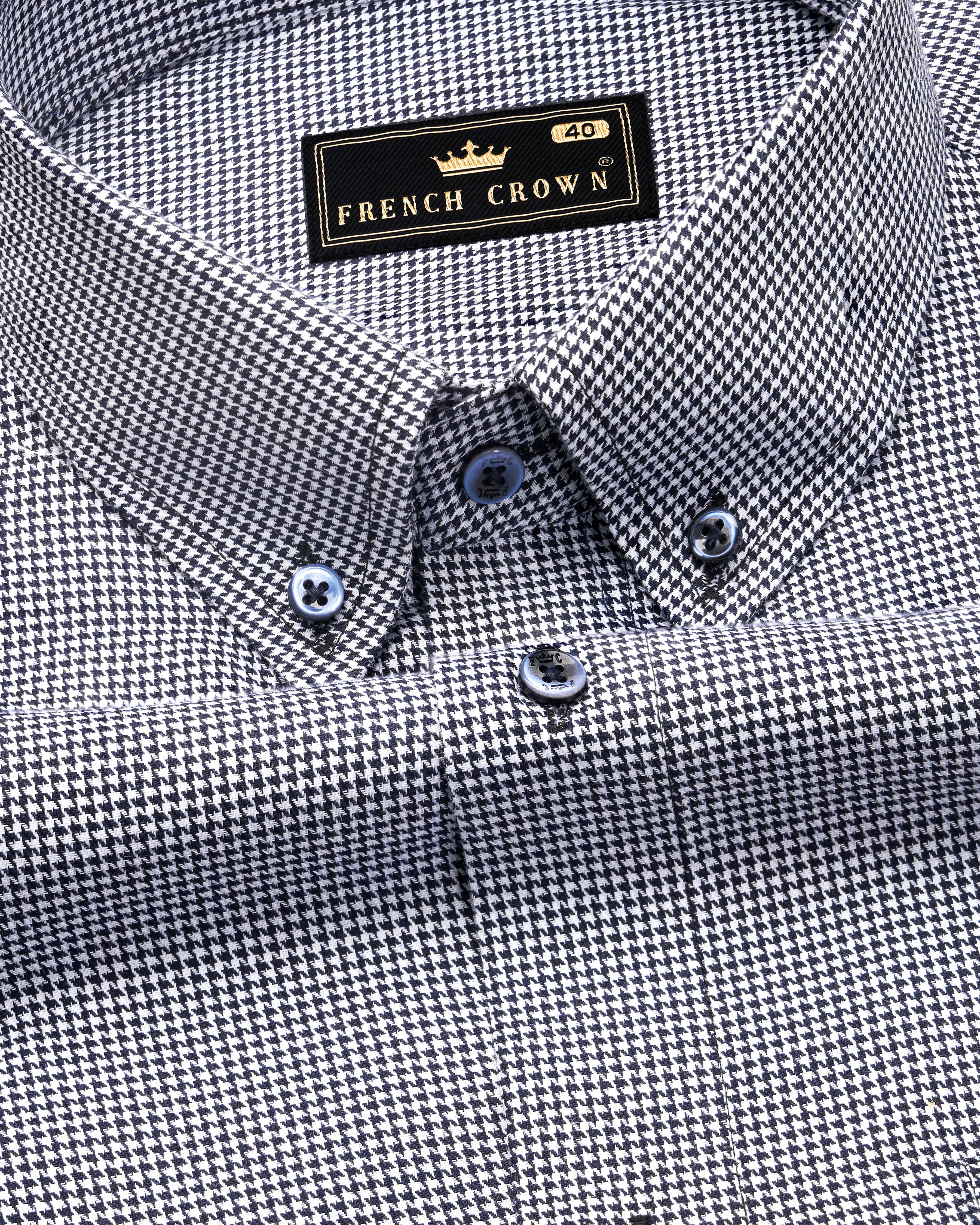 Gull Gray and Black Houndstooth Premium Giza Cotton Button-Down Shirt 9991-BD-BLE-38, 9991-BD-BLE-H-38, 9991-BD-BLE-39, 9991-BD-BLE-H-39, 9991-BD-BLE-40, 9991-BD-BLE-H-40, 9991-BD-BLE-42, 9991-BD-BLE-H-42, 9991-BD-BLE-44, 9991-BD-BLE-H-44, 9991-BD-BLE-46, 9991-BD-BLE-H-46, 9991-BD-BLE-48, 9991-BD-BLE-H-48, 9991-BD-BLE-50, 9991-BD-BLE-H-50, 9991-BD-BLE-52, 9991-BD-BLE-H-52