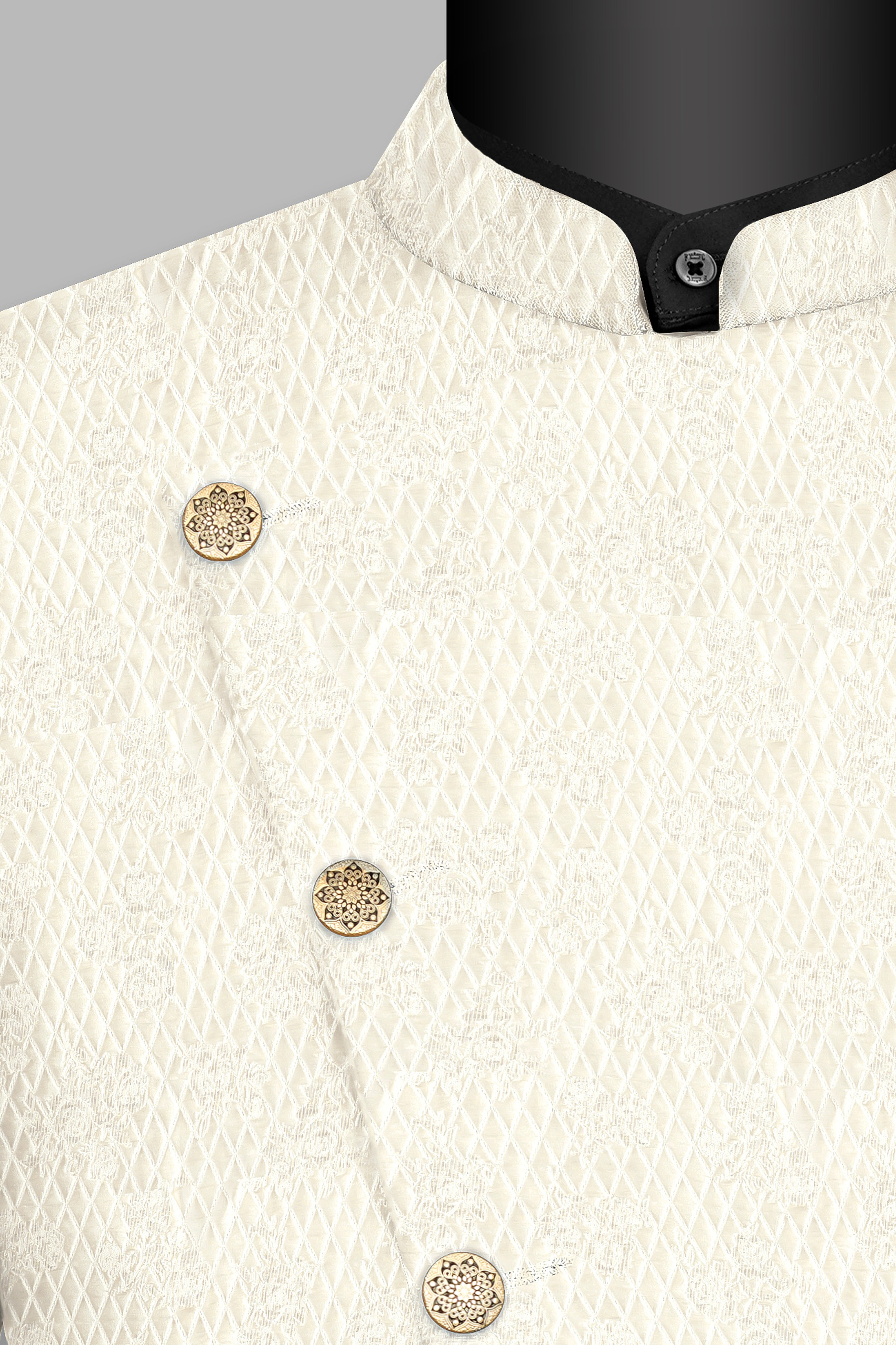 Ebb Cream Trellis Jacquard Weave Cross Buttoned Bandhgala Jodhpuri BL3521-CBG-36, BL3521-CBG-38, BL3521-CBG-40, BL3521-CBG-42, BL3521-CBG-44, BL3521-CBG-46, BL3521-CBG-52, BL3521-CBG-50, BL3521-CBG-52, BL3521-CBG-54, BL3521-CBG-56, BL3521-CBG-58, BL3521-CBG-60