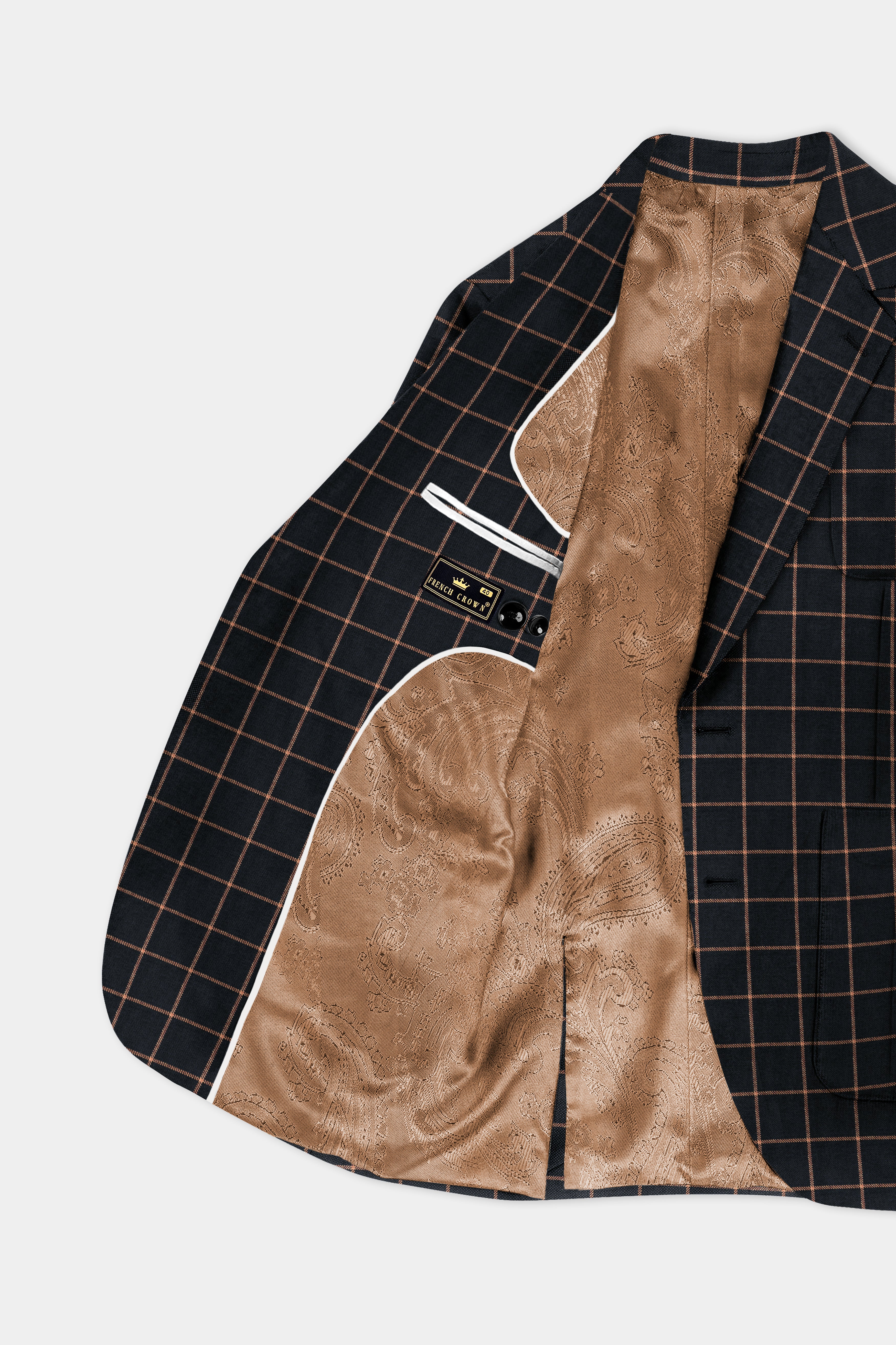 Jade Black with Potters Orange Windowpane Tweed Blazer