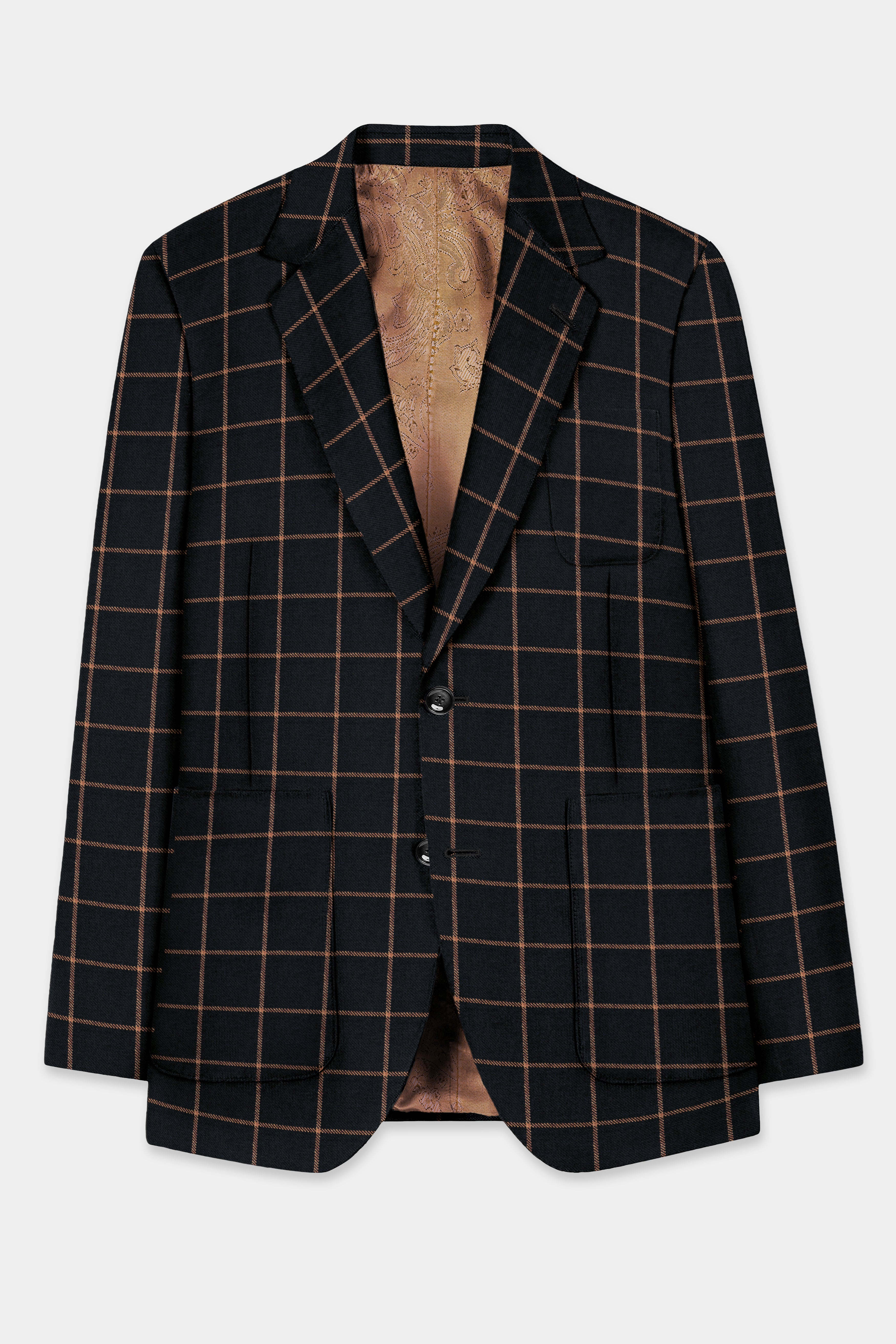 Jade Black with Potters Orange Windowpane Tweed Blazer