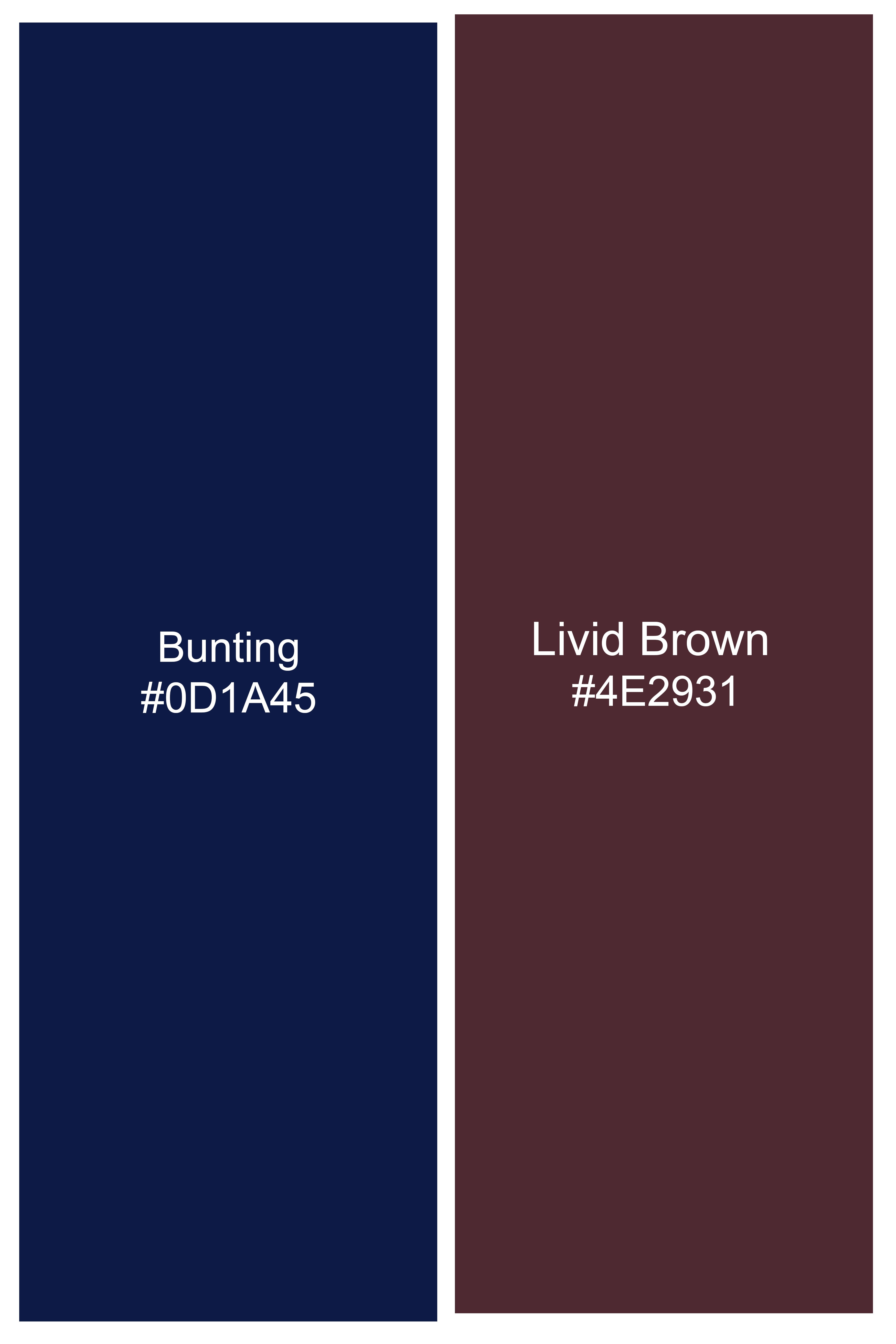 Bunting Blue with Livid Brown Plaid Wool Blend Blazer