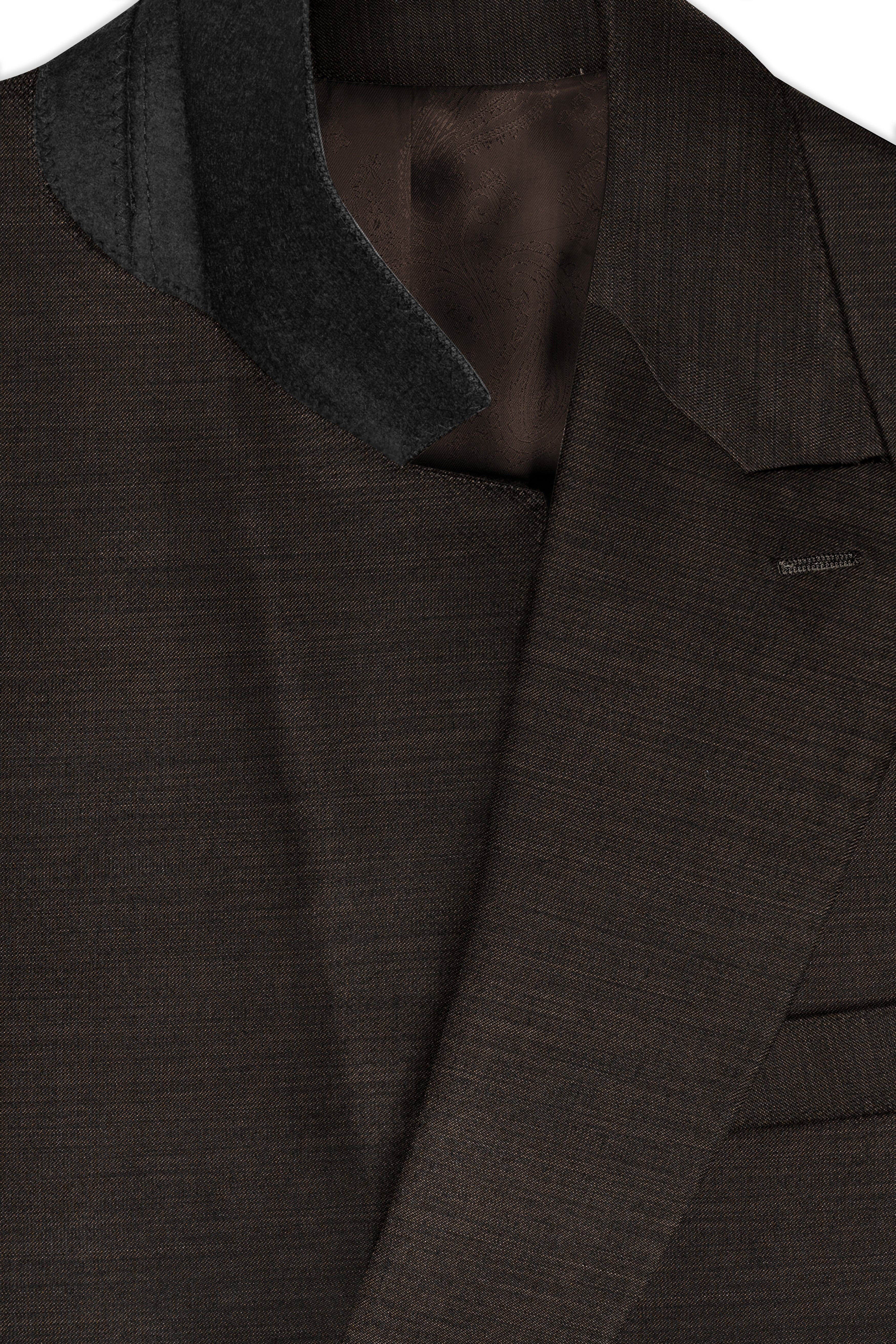 Eclipse Brown Textured Wool Blend Double Breasted Blazer