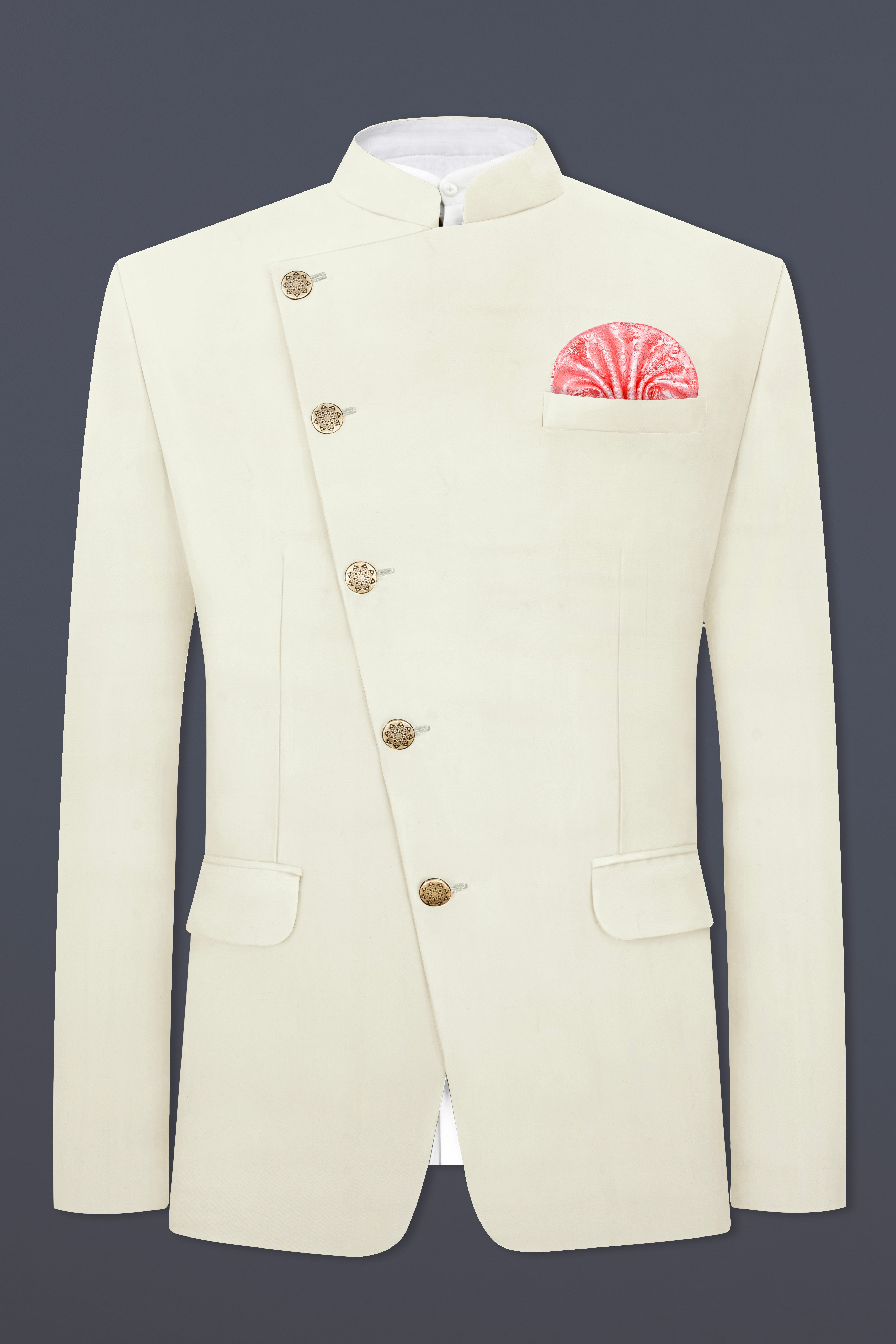 Eggshell Cream Solid Premium Cotton Blazer