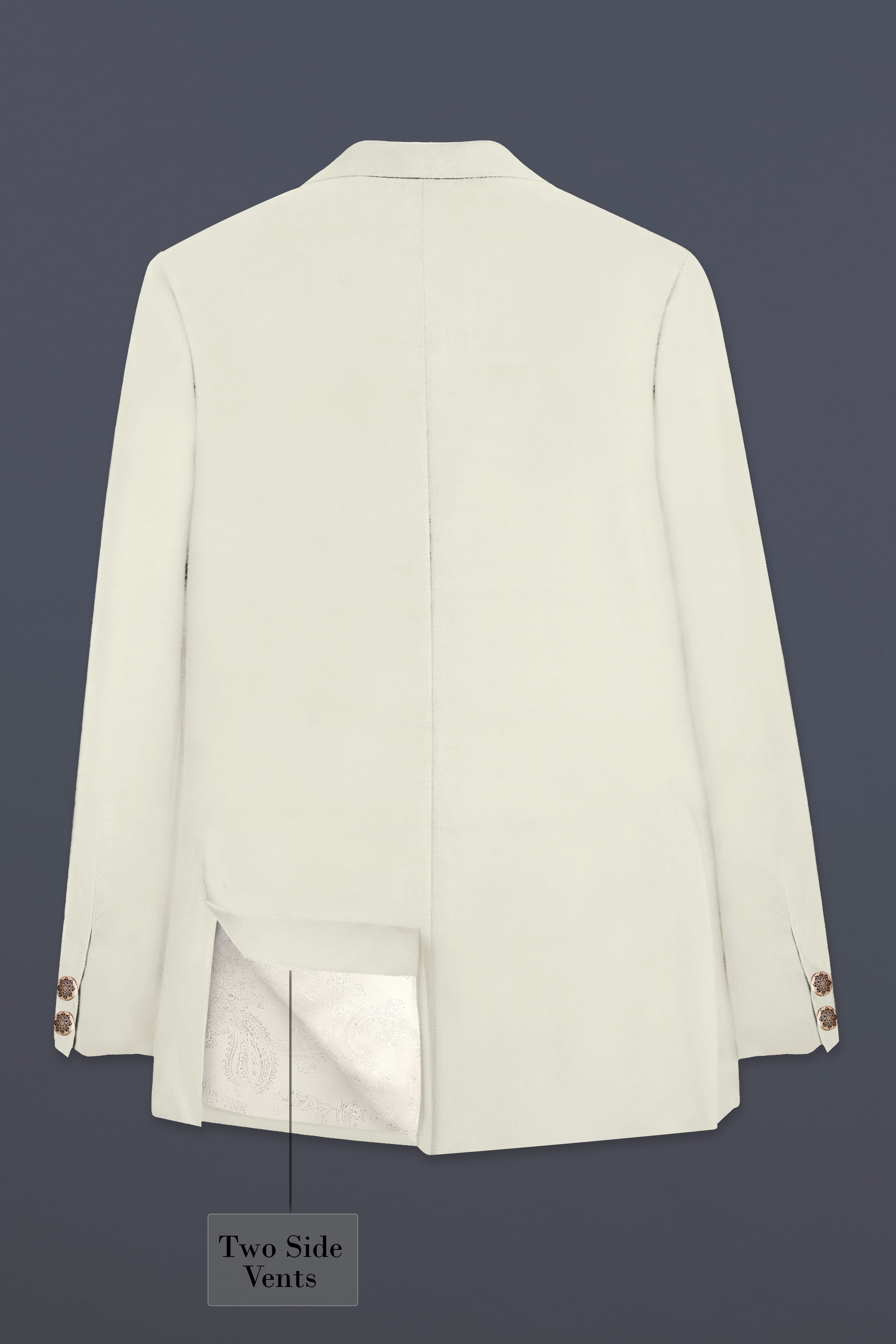 Eggshell Cream Solid Premium Cotton Blazer