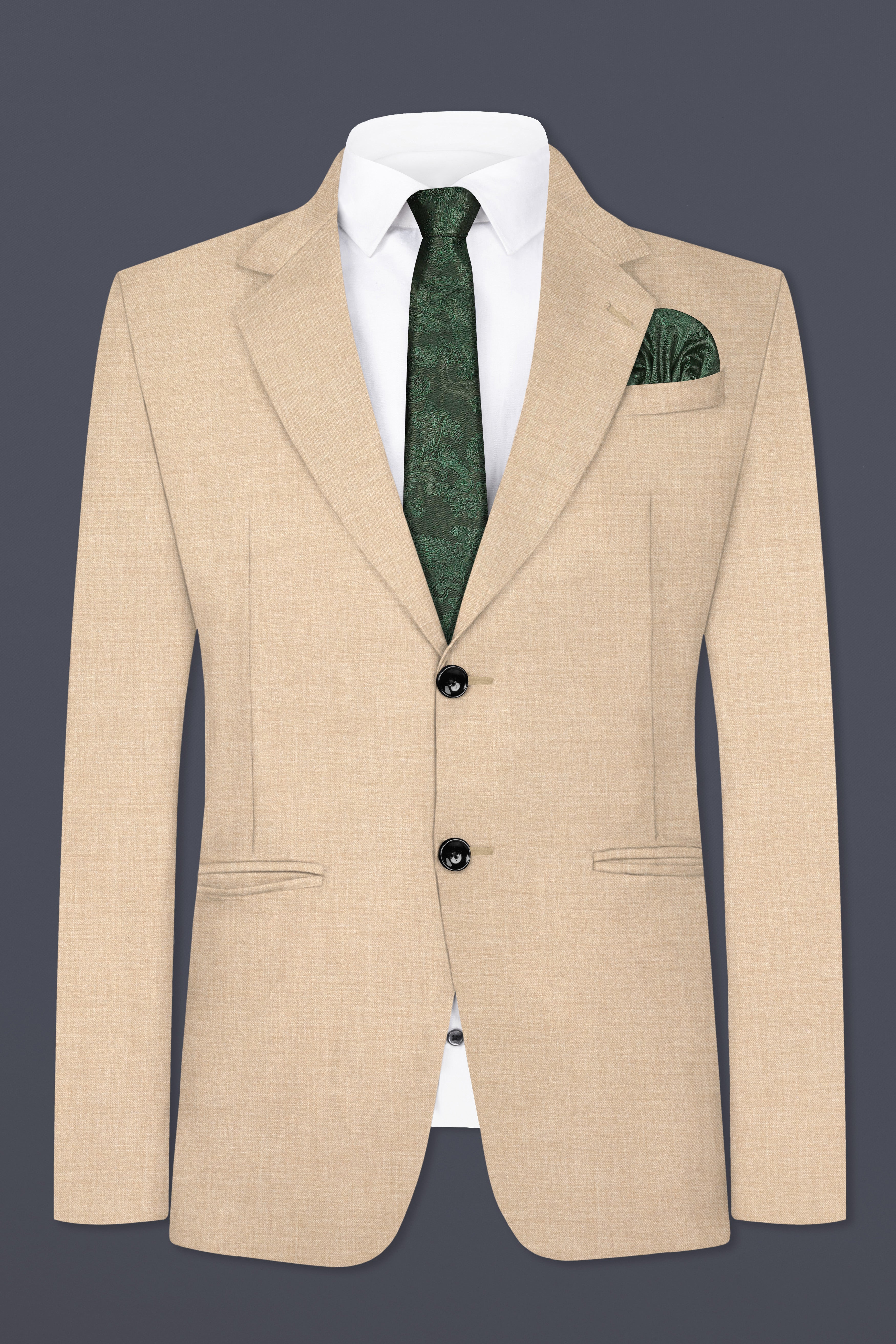 Vanilla Cream Wool Blend Single Breasted Blazer