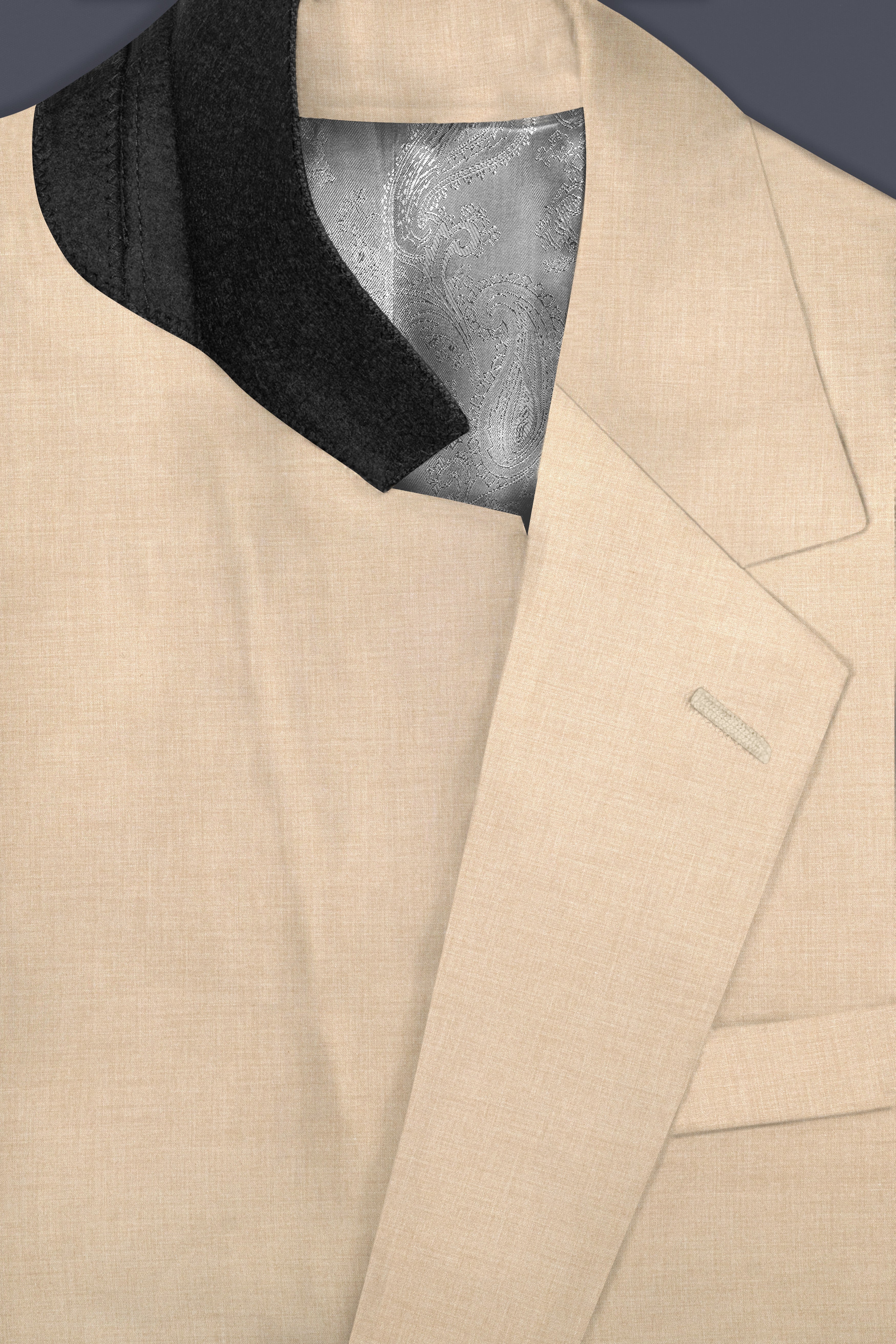 Vanilla Cream Wool Blend Single Breasted Blazer