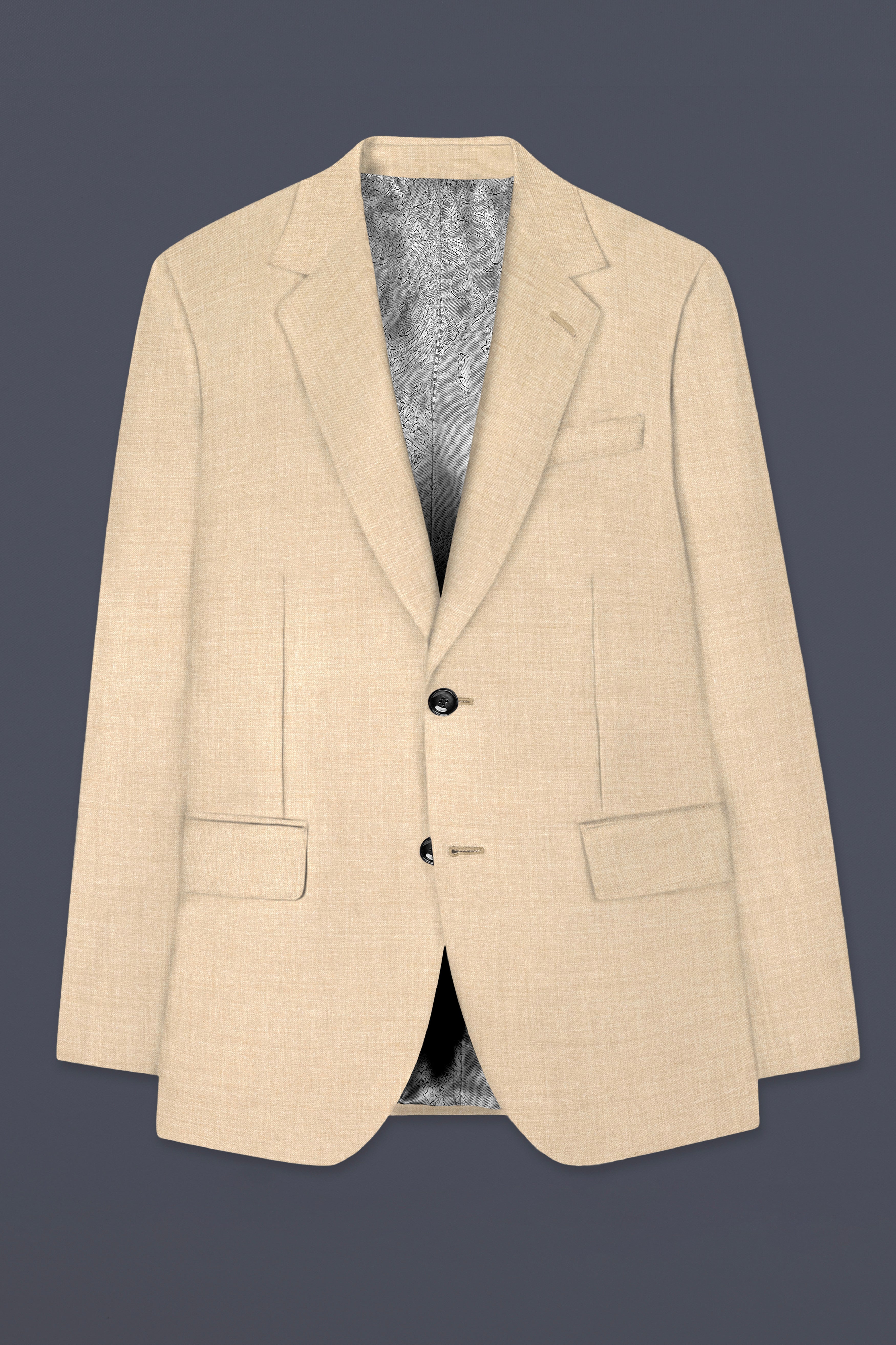 Vanilla Cream Wool Blend Single Breasted Blazer