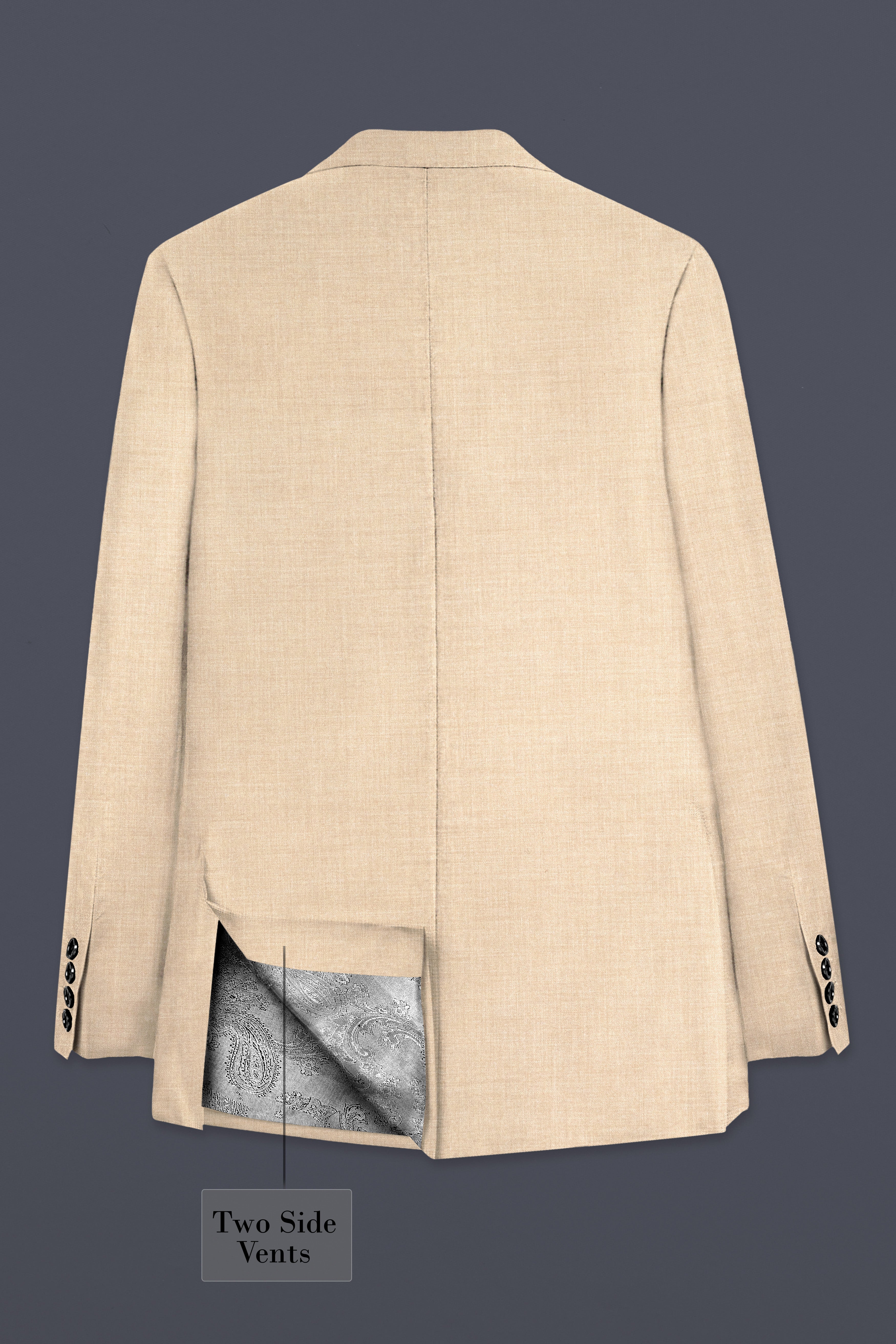 Vanilla Cream Wool Blend Single Breasted Blazer