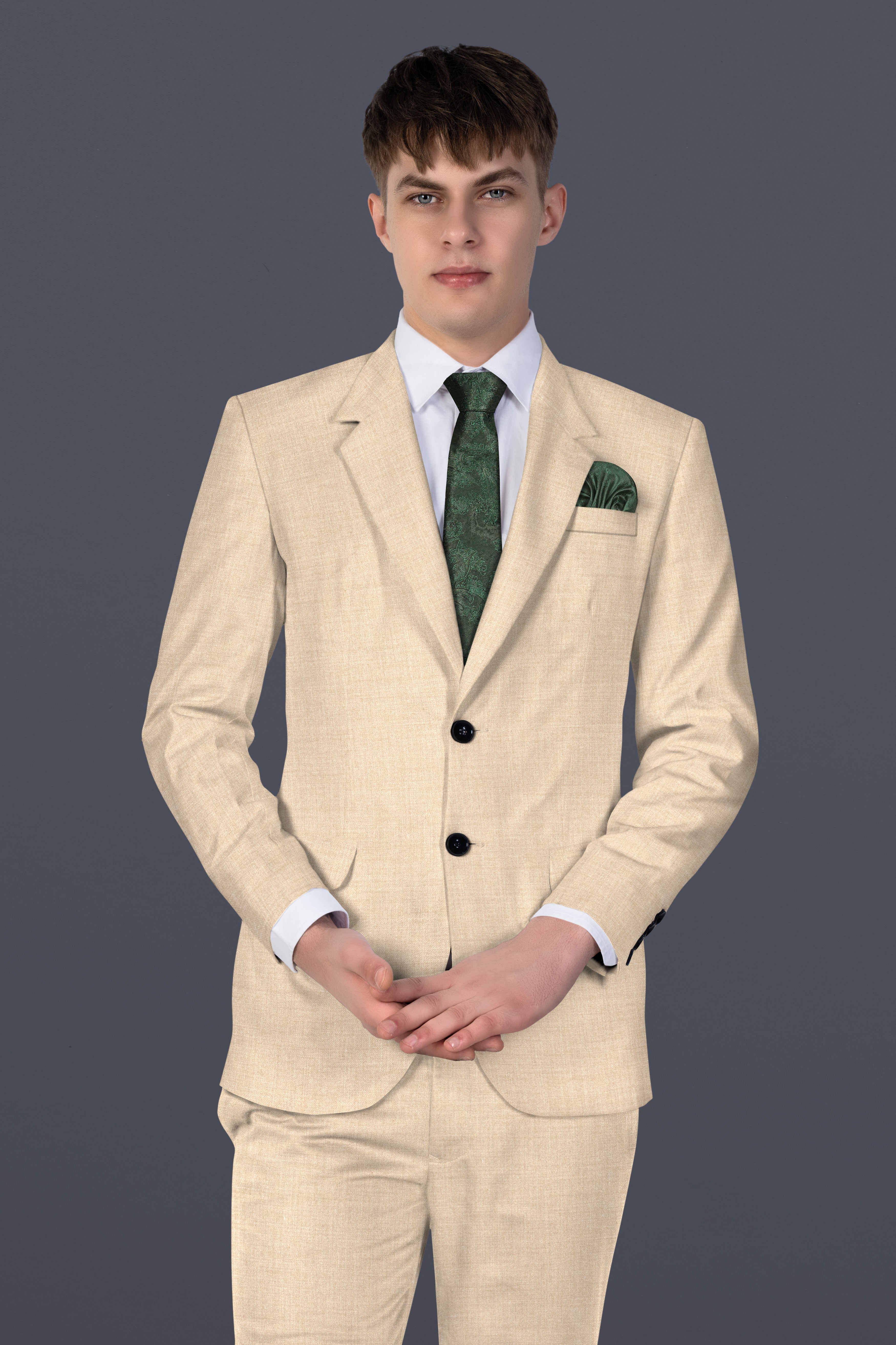 Vanilla Cream Wool Blend Single Breasted Blazer