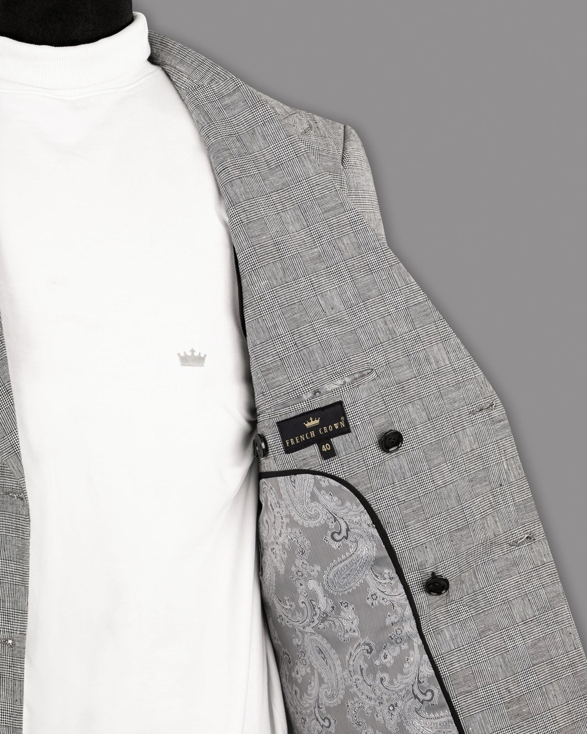 Star Dust Gray Plaid Premium Cotton Double Breasted Sports Blazer