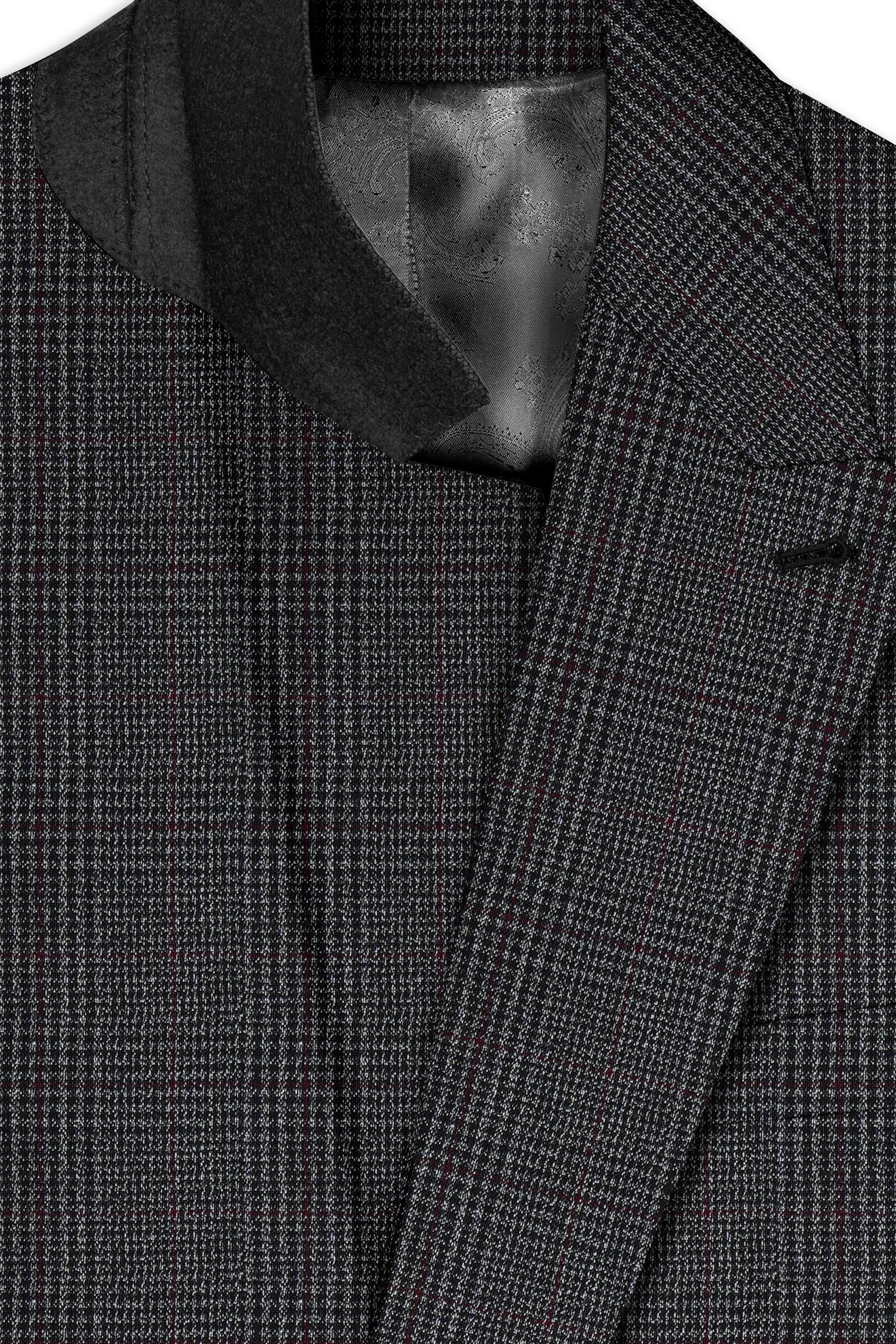 Scorpion Grey Subtle Plaid Double Breasted Wool Rich Blazer