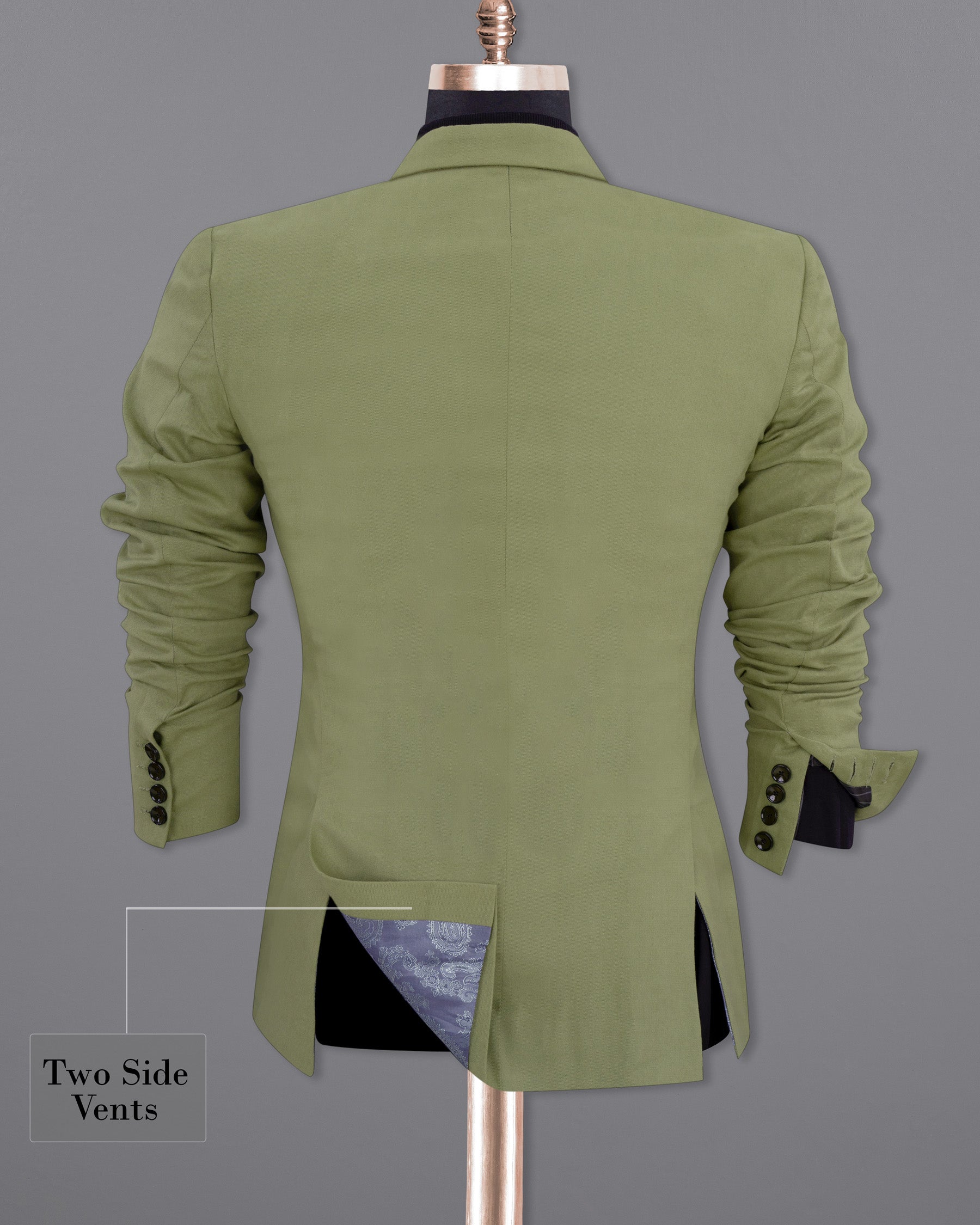 Kelp Green Heavyweight Double-Breasted Premium Cotton Blazer
