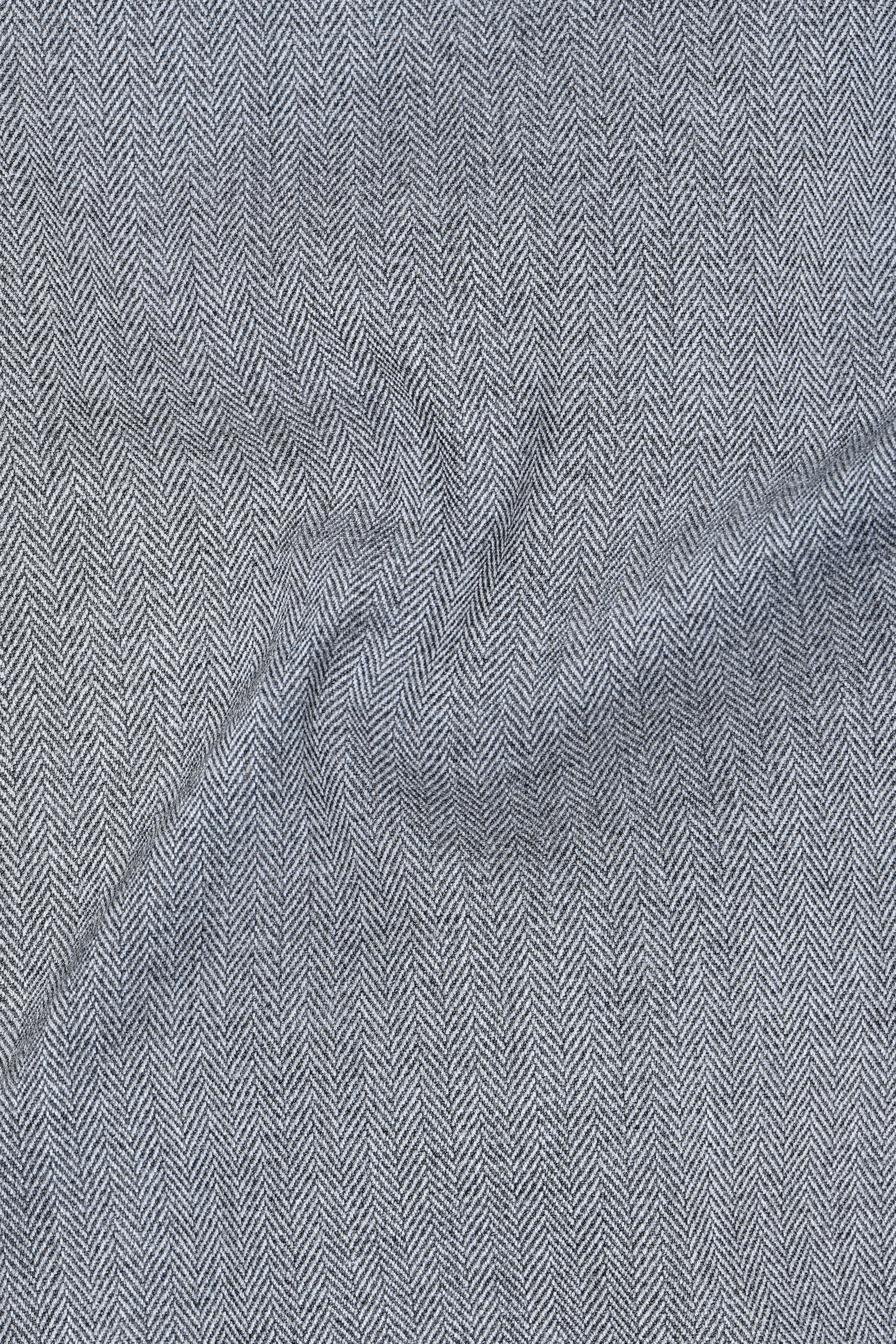 Spun Pearl Grey Herringbone Double-breasted Premium Cotton Sports Blazer