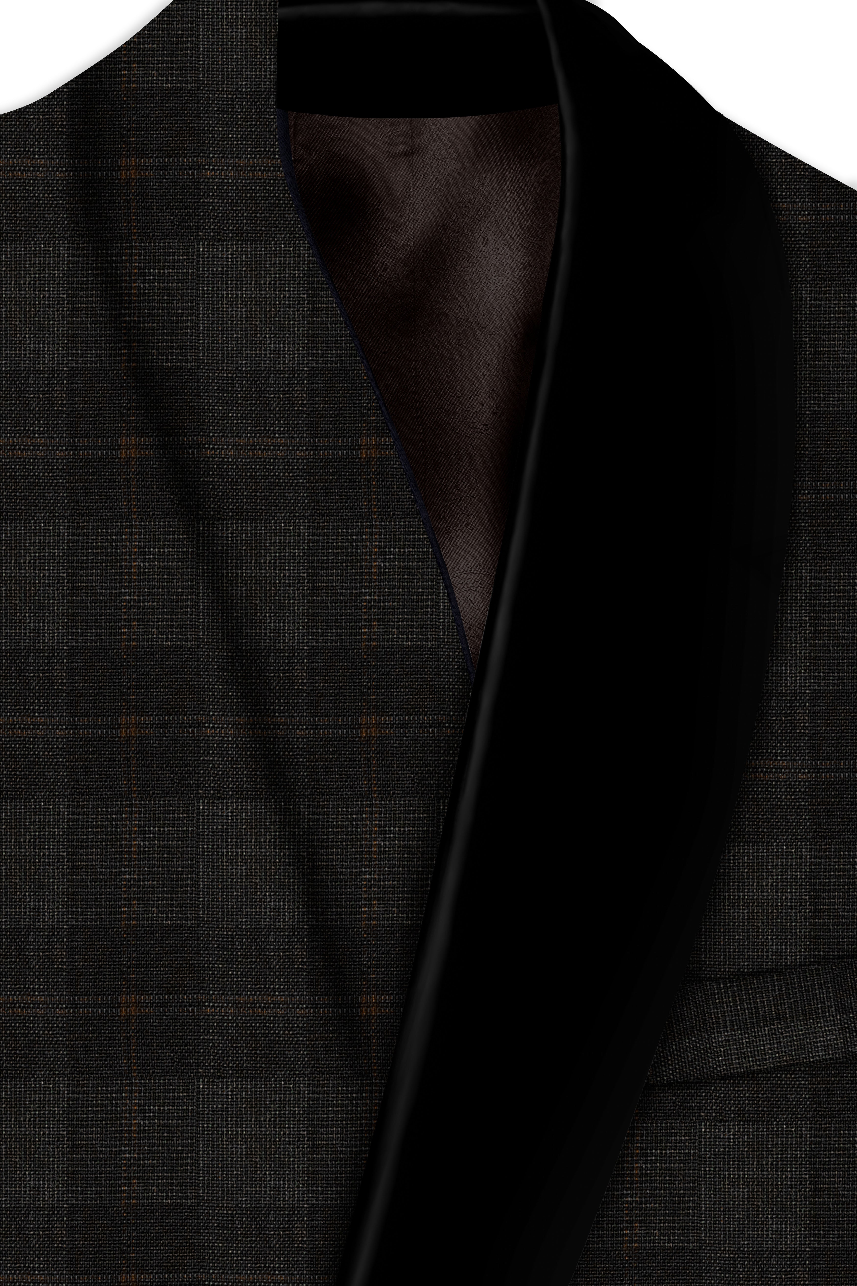 Thunder and Spice Brown Plaid Wool Rich Tuxedo Blazer