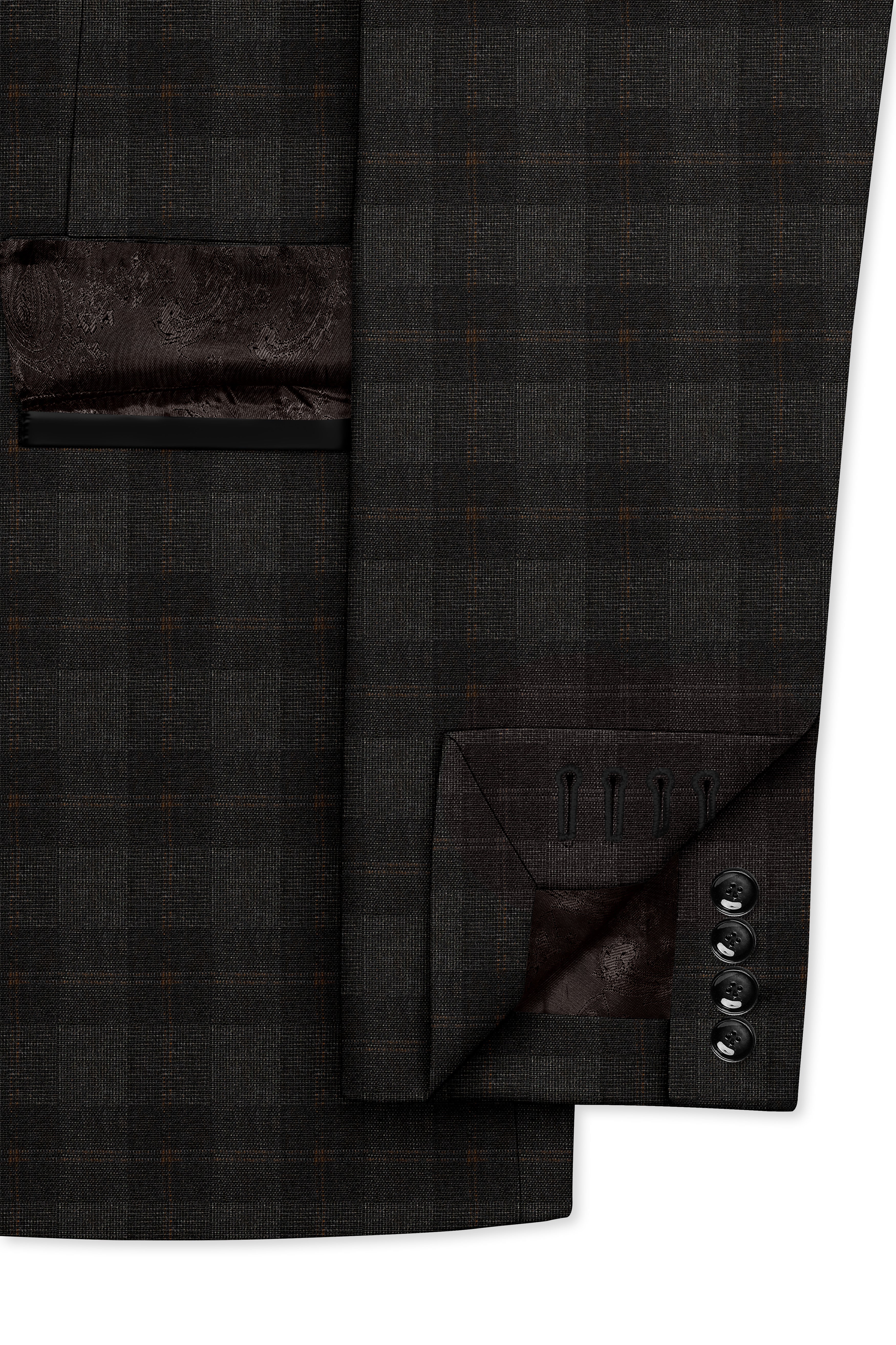 Thunder and Spice Brown Plaid Wool Rich Tuxedo Blazer