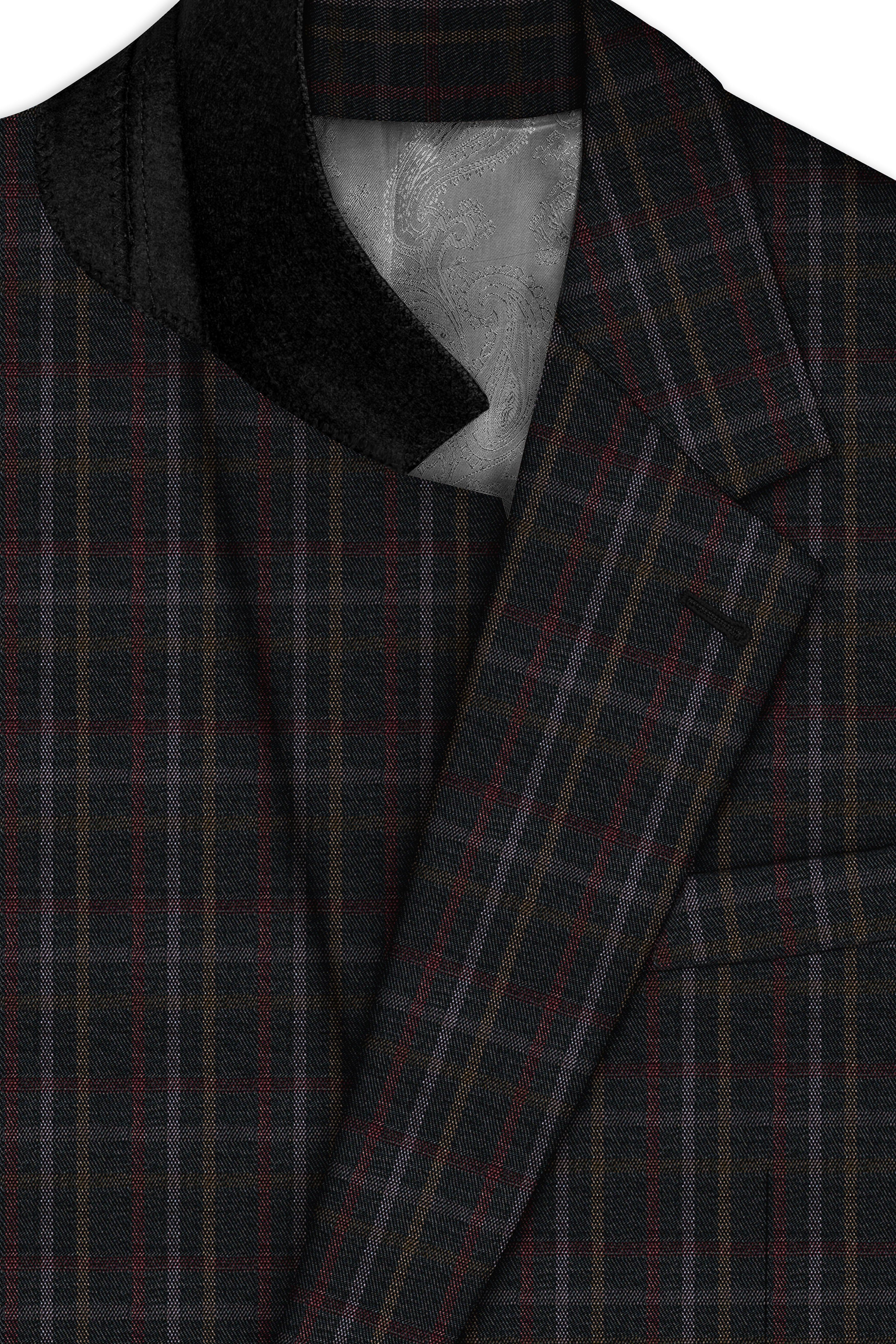 Zeus Black Plaid Wool Rich Blazer