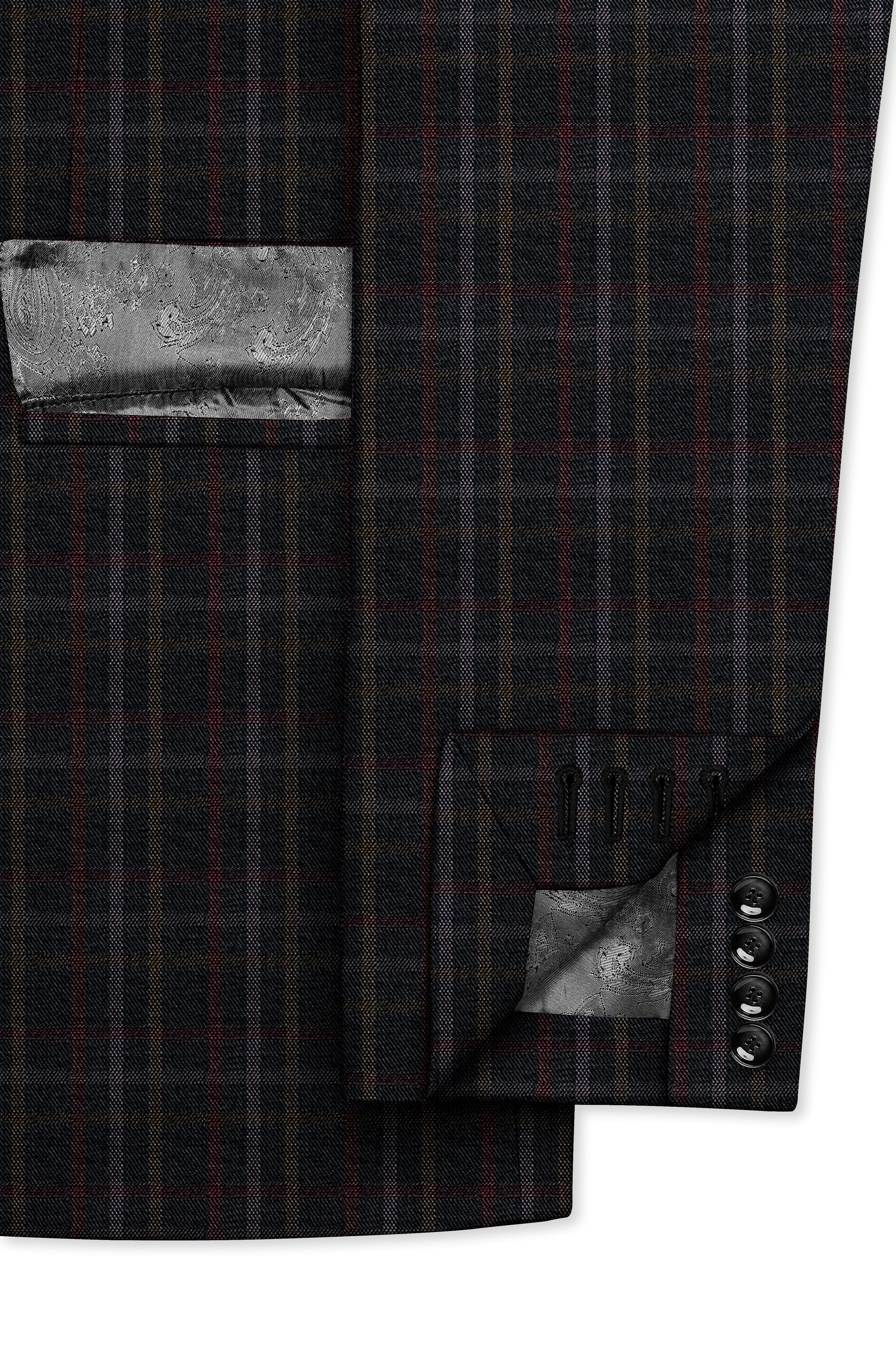 Zeus Black Plaid Wool Rich Blazer