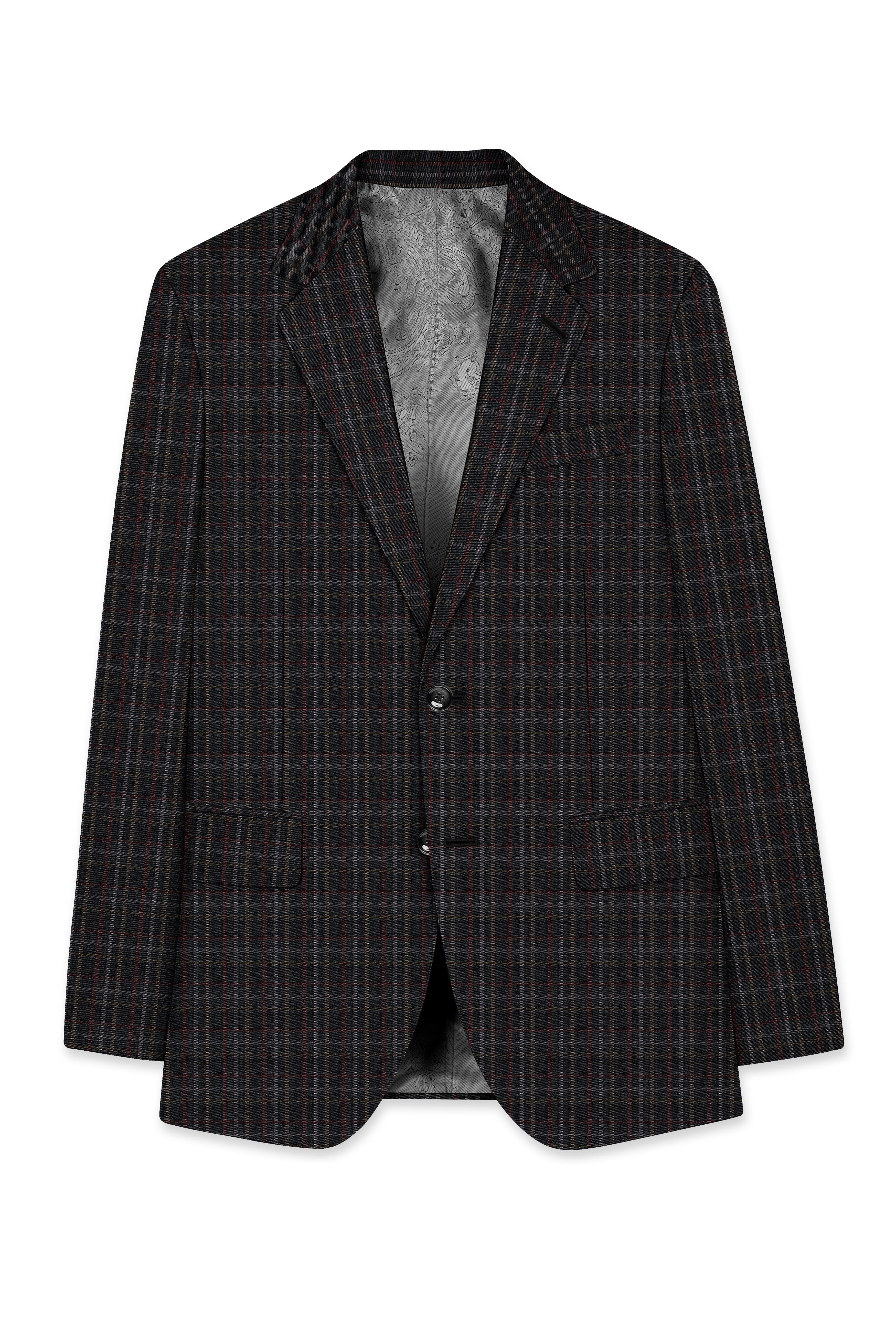 Zeus Black Plaid Wool Rich Blazer