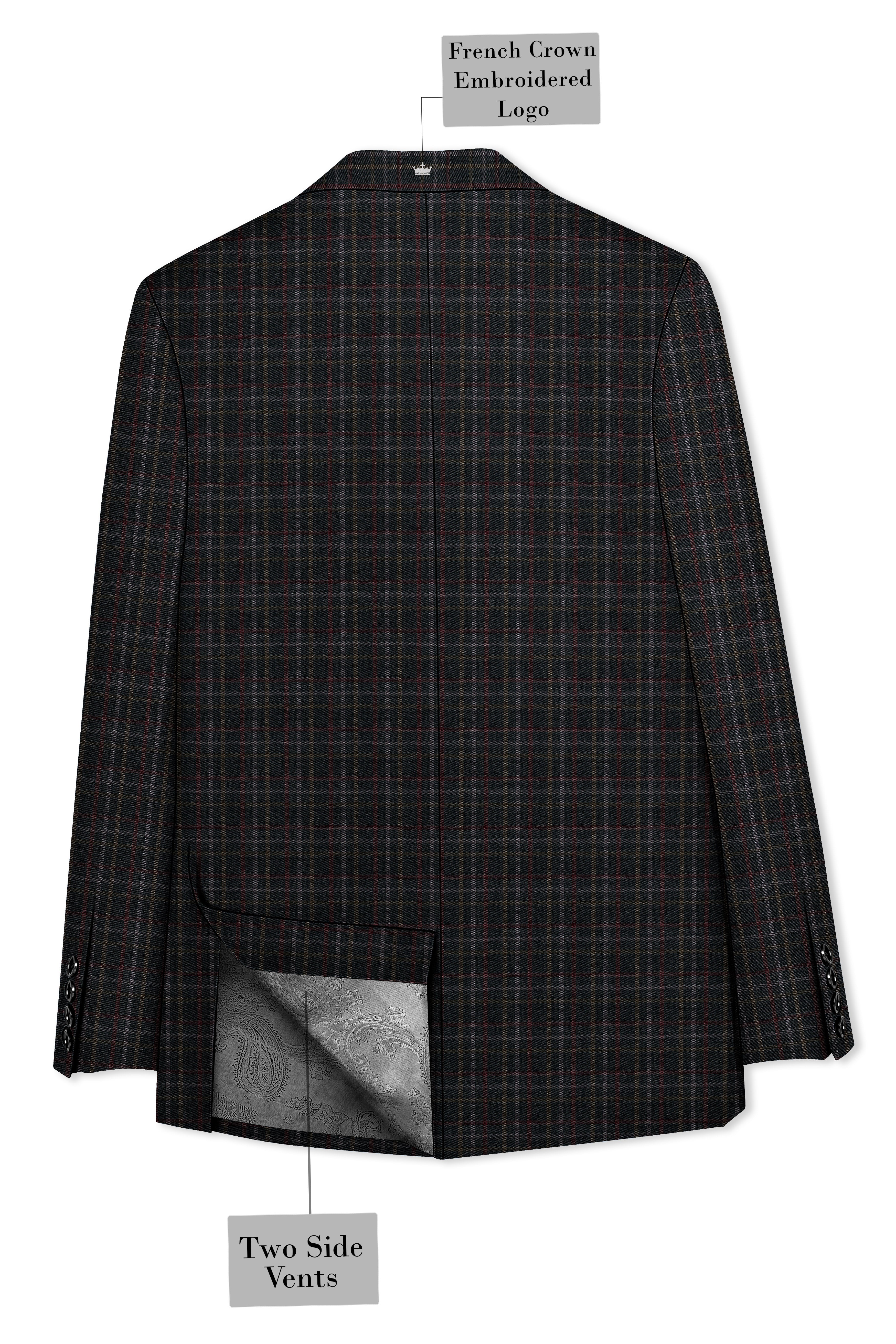Zeus Black Plaid Wool Rich Blazer