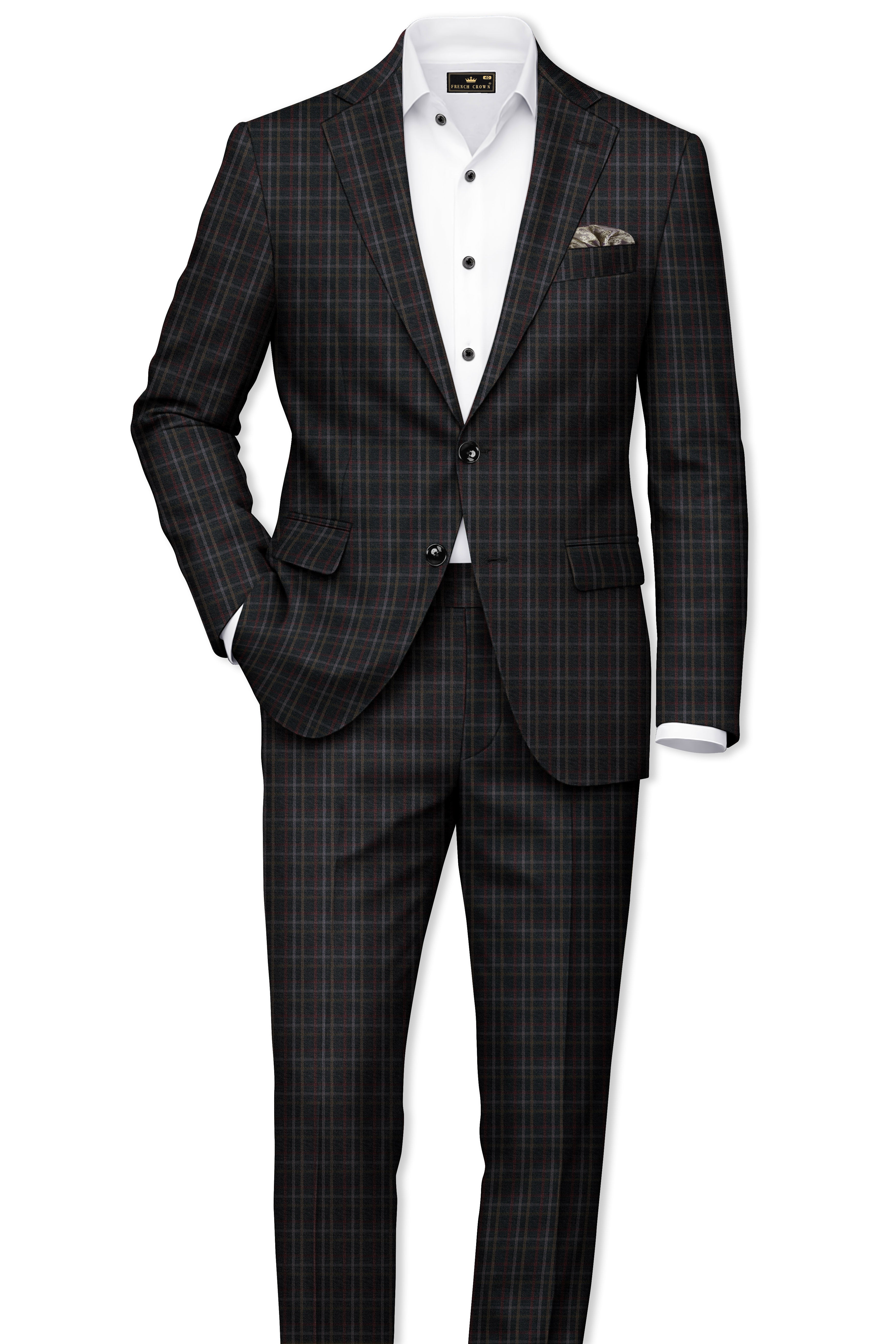 Zeus Black Plaid Wool Rich Blazer