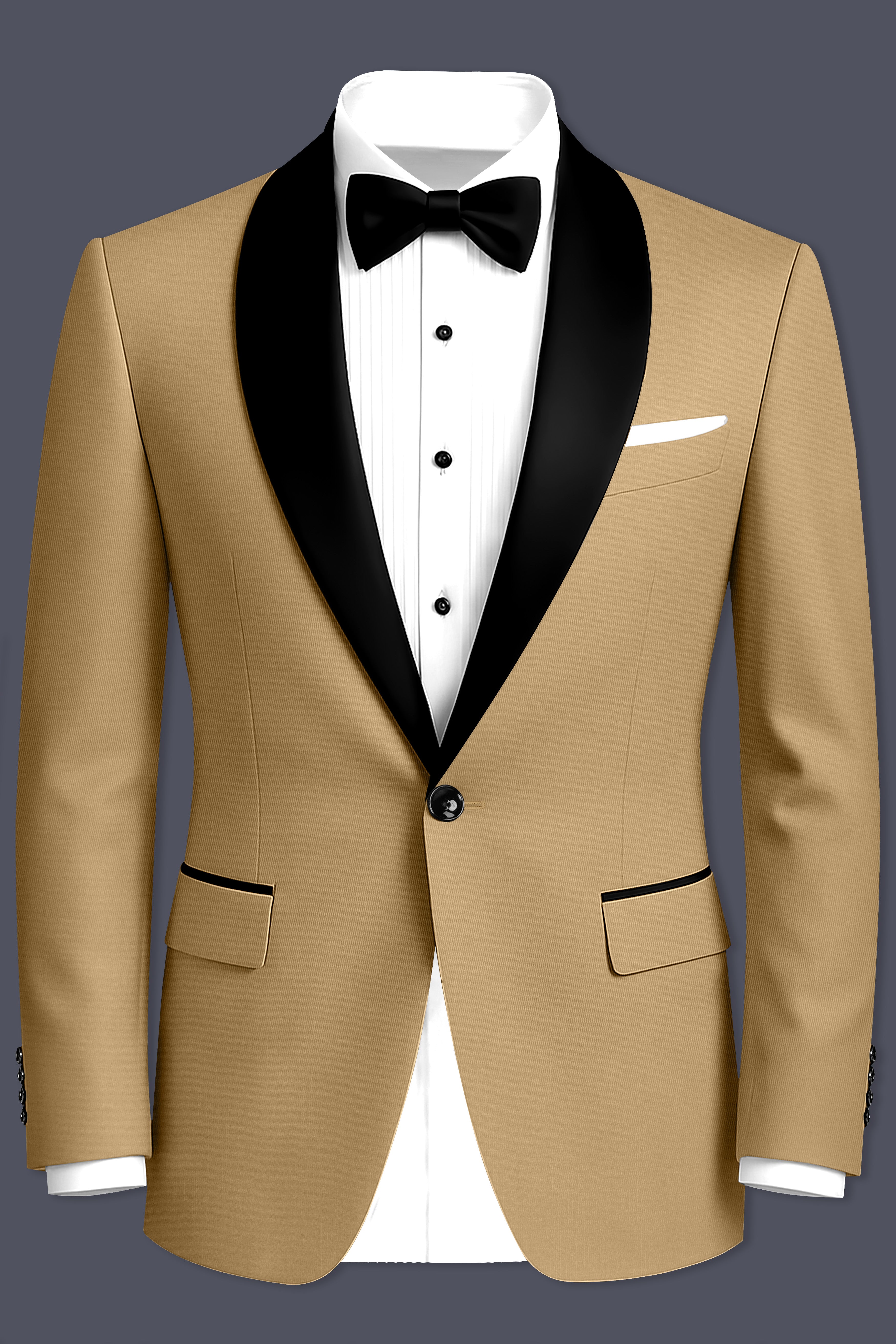 Oak Brown Premium Cotton Tuxedo Blazer
