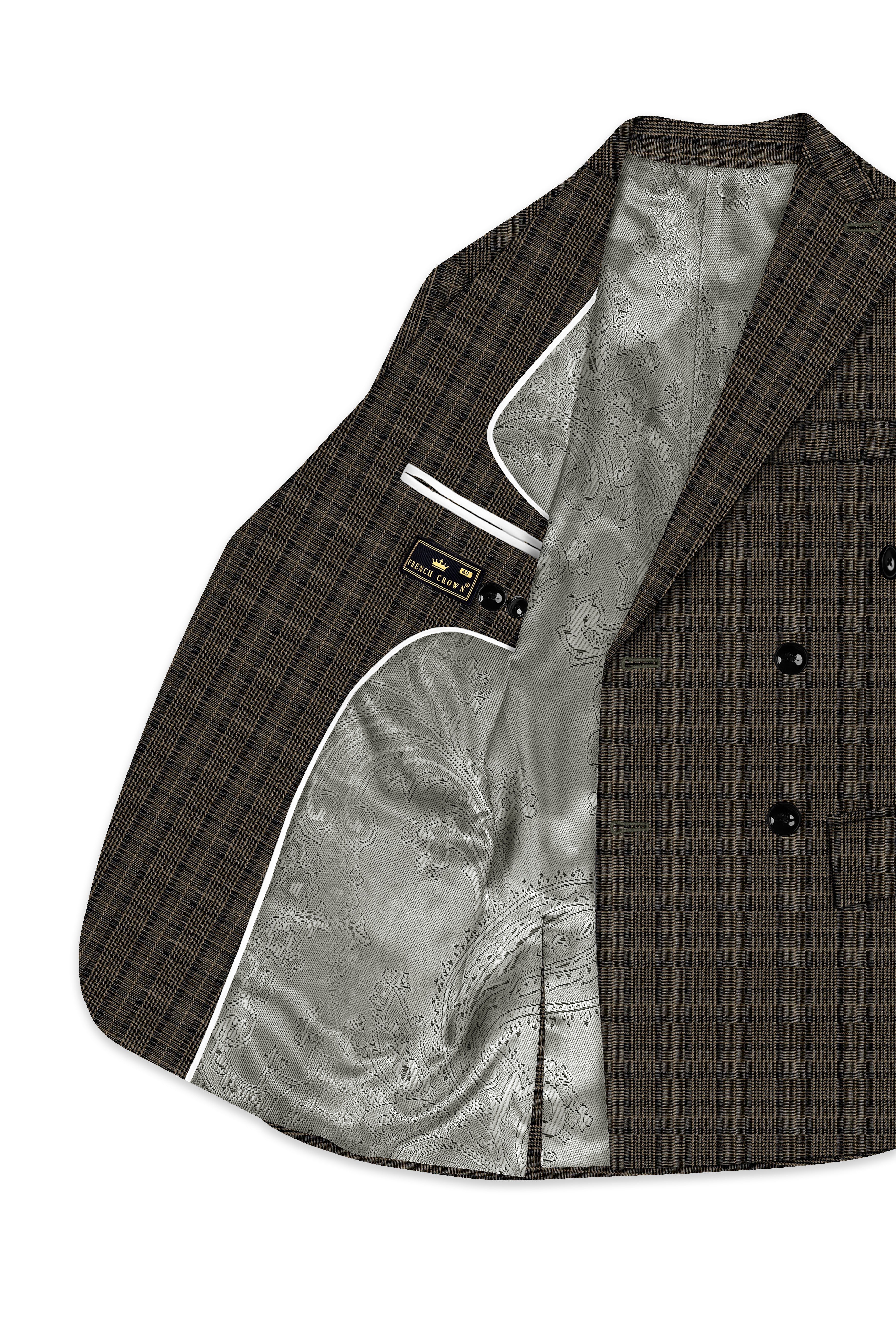 Walnut Plaid Double Breasted Blazer