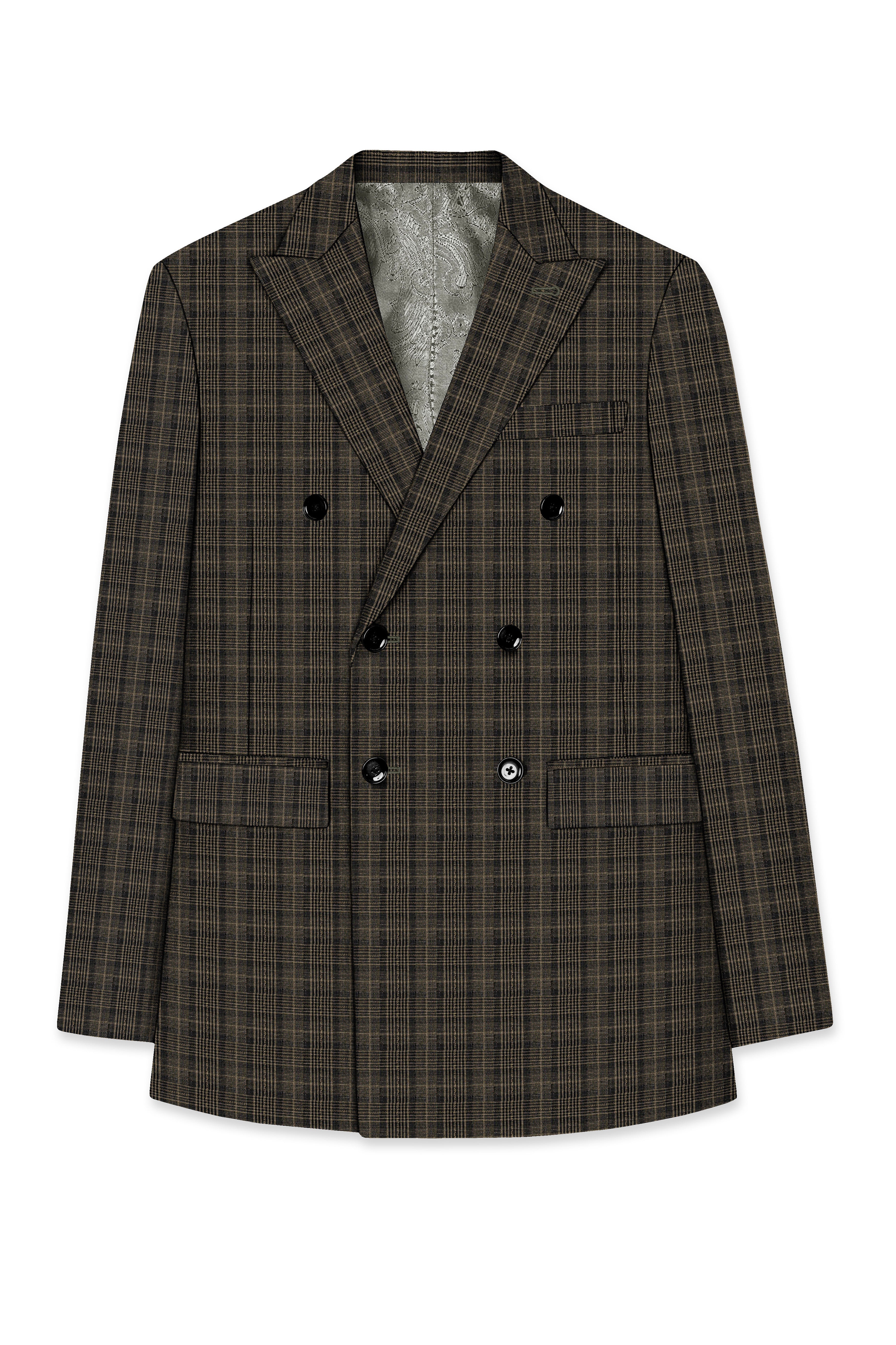 Walnut Plaid Double Breasted Blazer