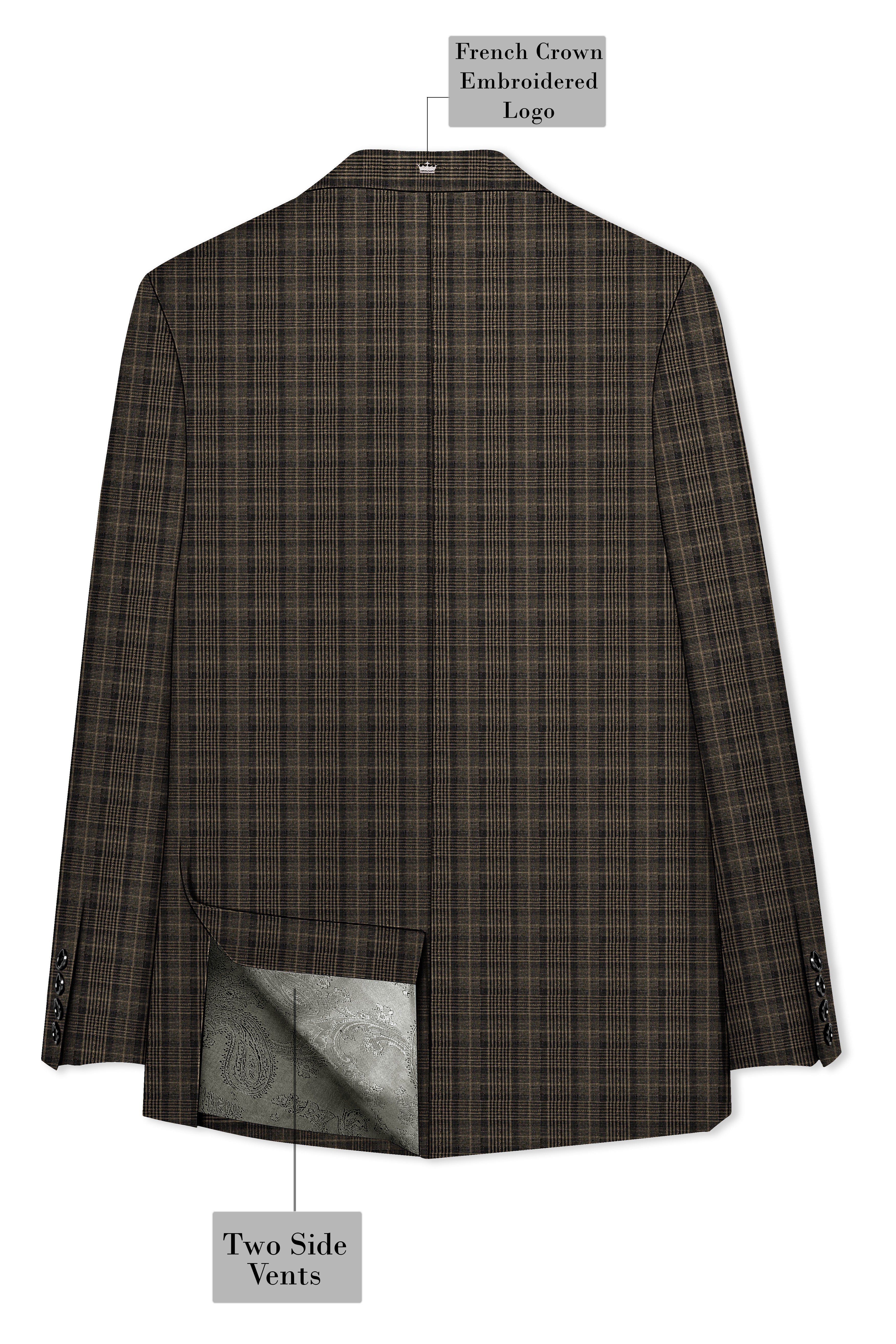 Walnut Plaid Double Breasted Blazer