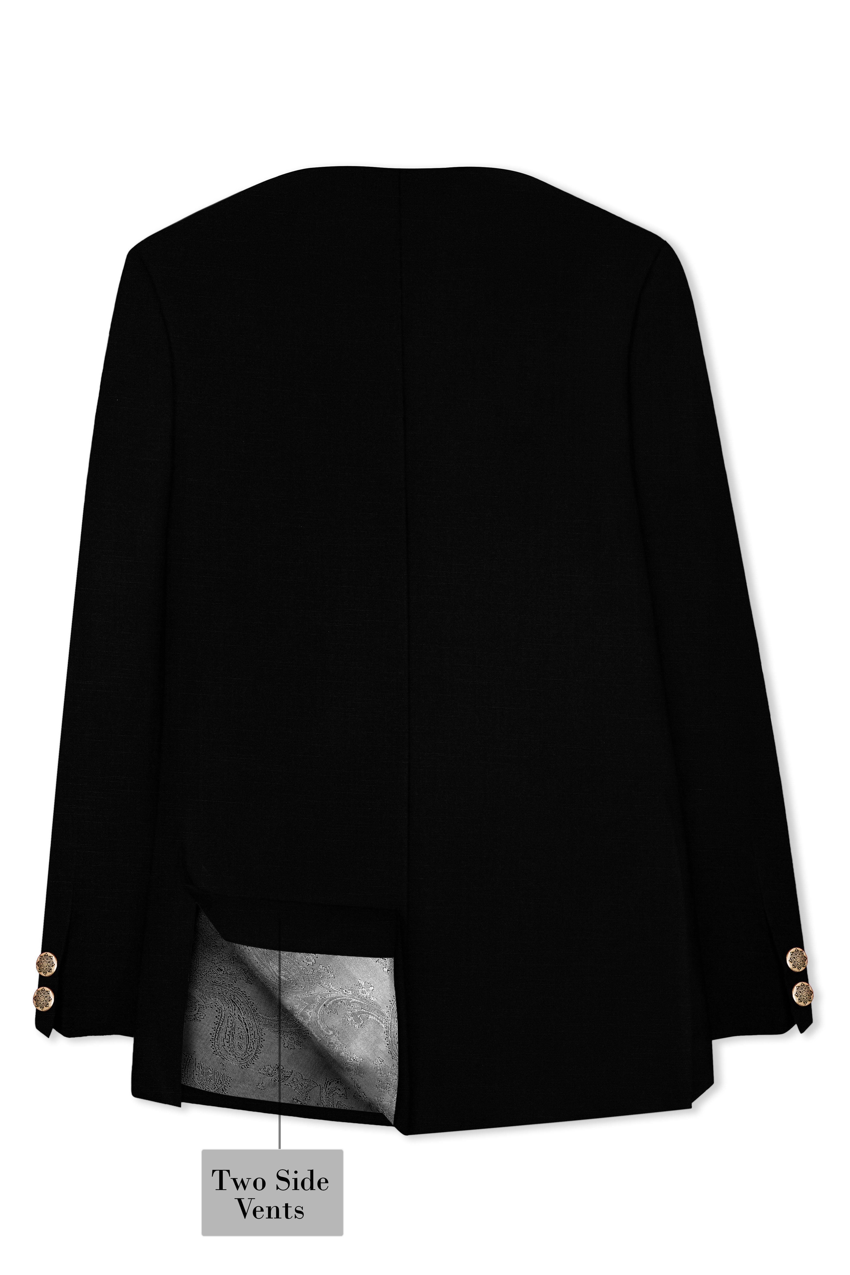 Jade Black Stretchable Subtle Sheen Designer Wool Rich Blazer