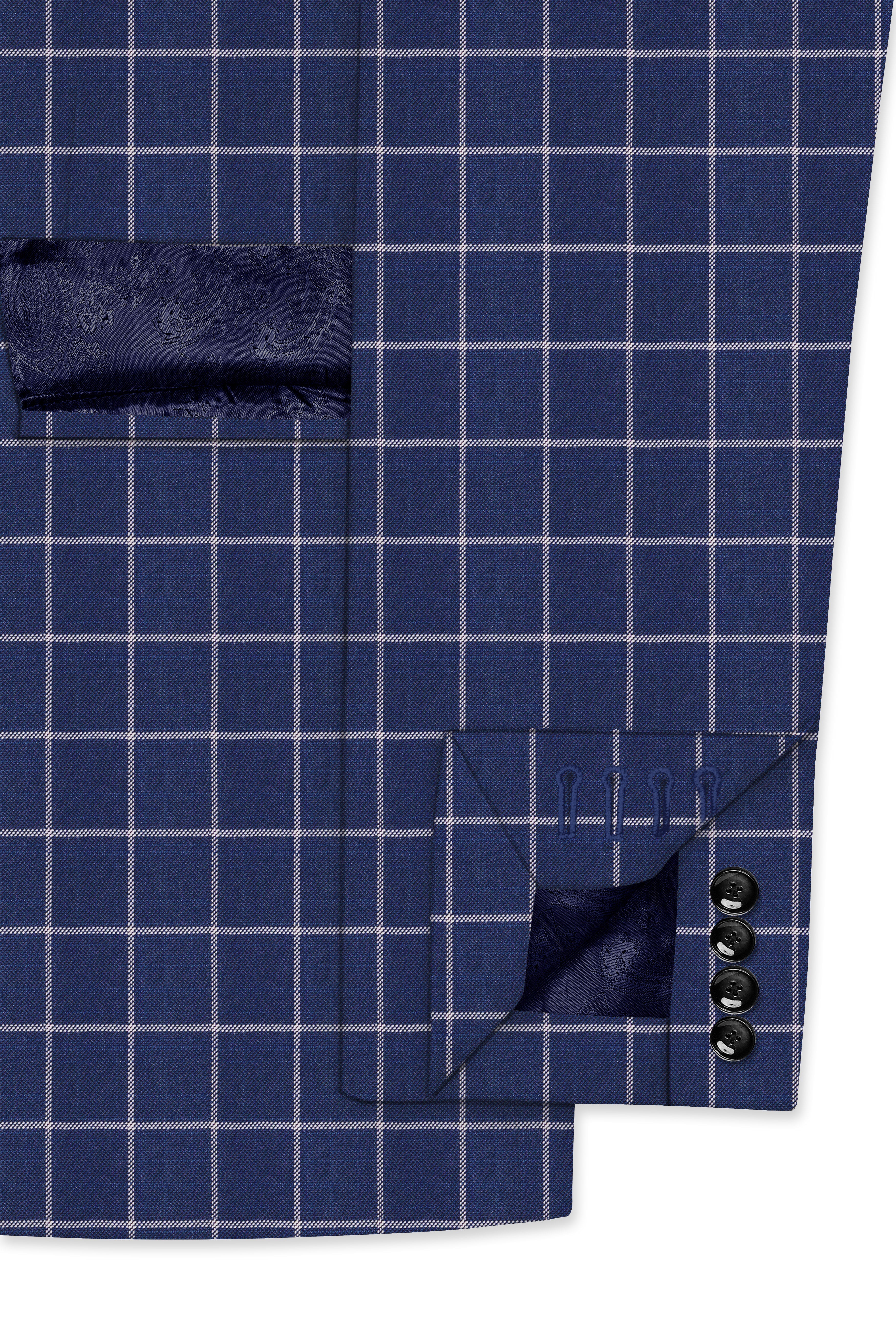 Rhino Blue Super fine Checkered Double Breasted Premium Cotton Blazer