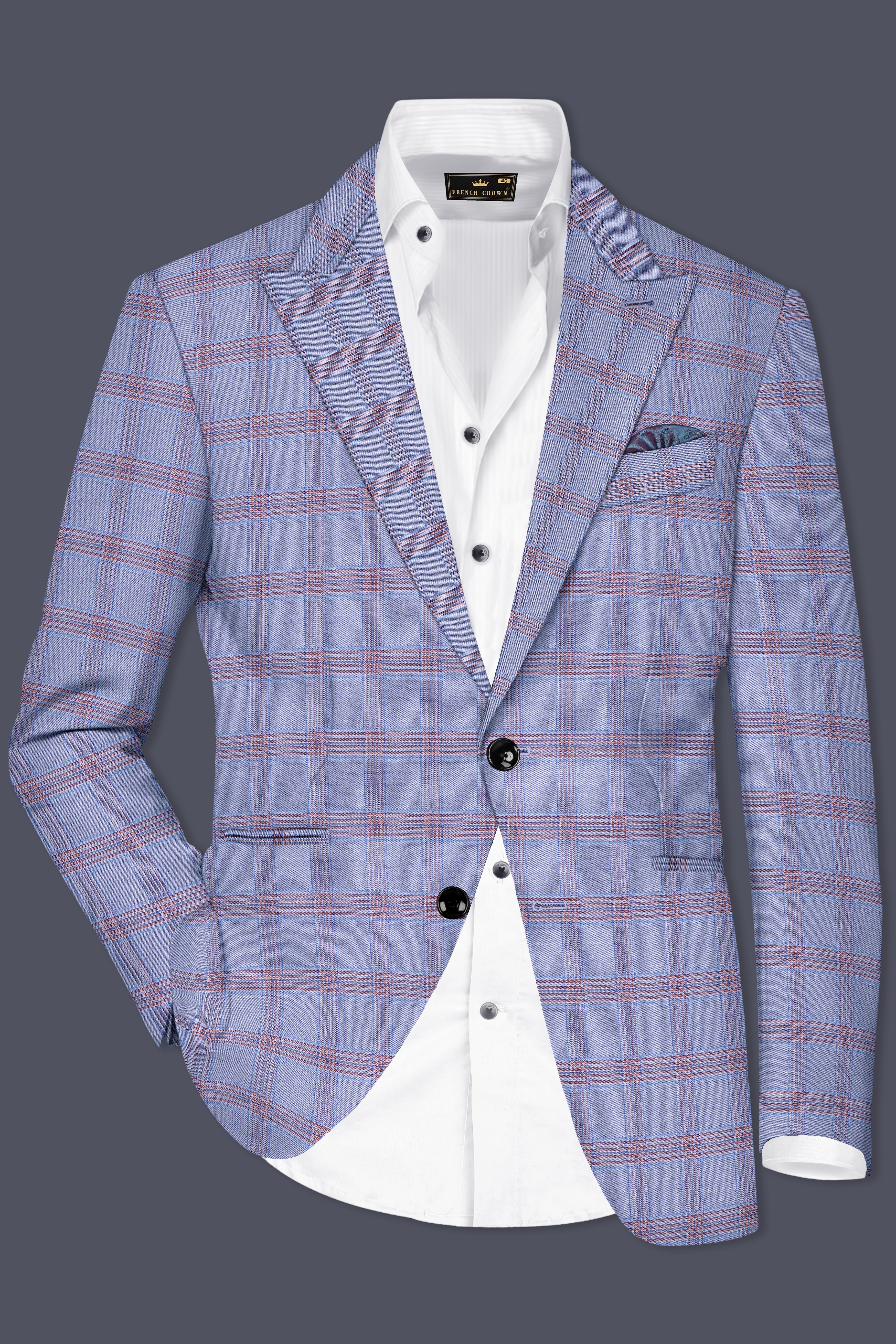 Manatee Grey Super fine Plaid Premium Cotton Blazer