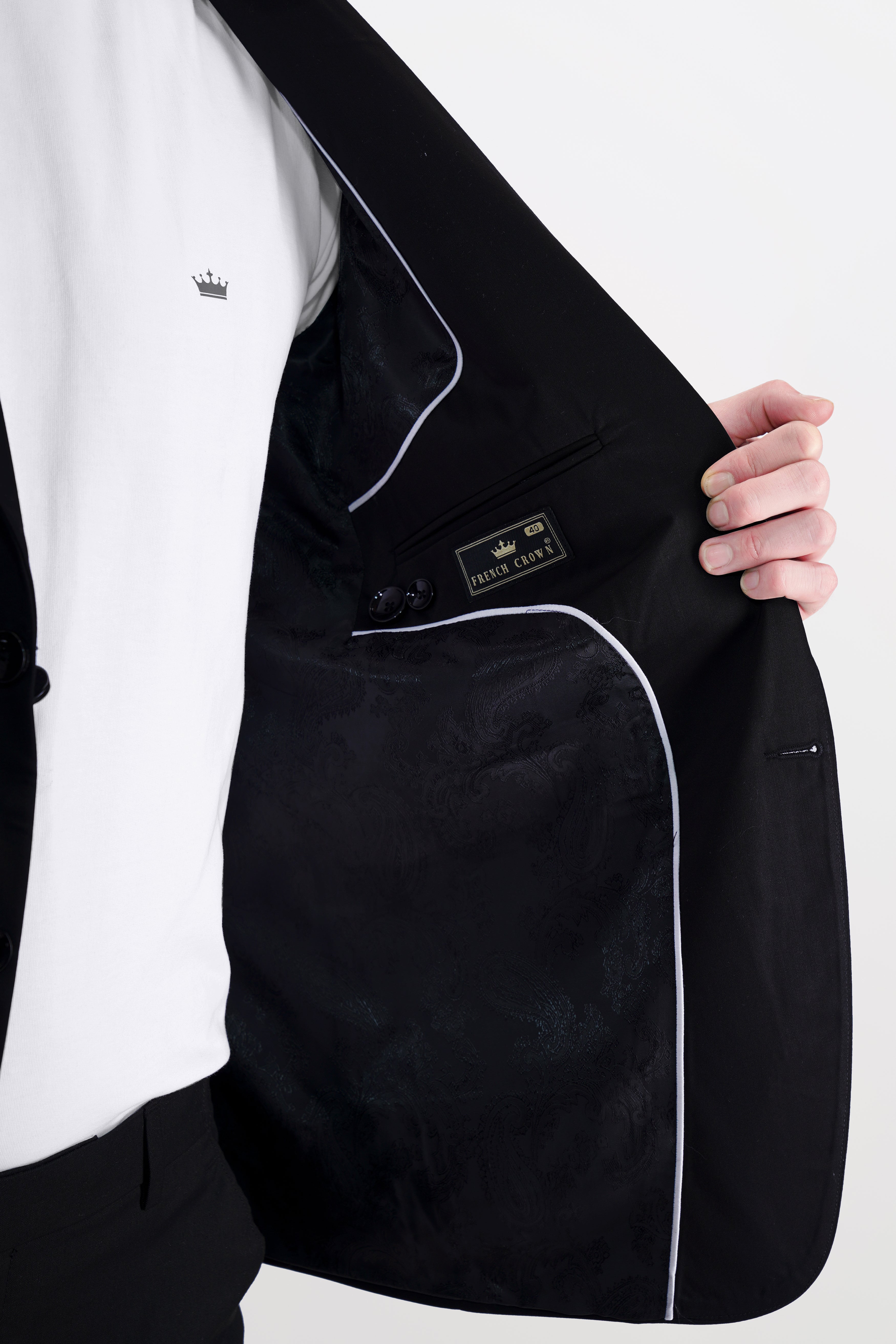Jade Black Stretchable Subtle Sheen Patch Pockets Performance Blazer