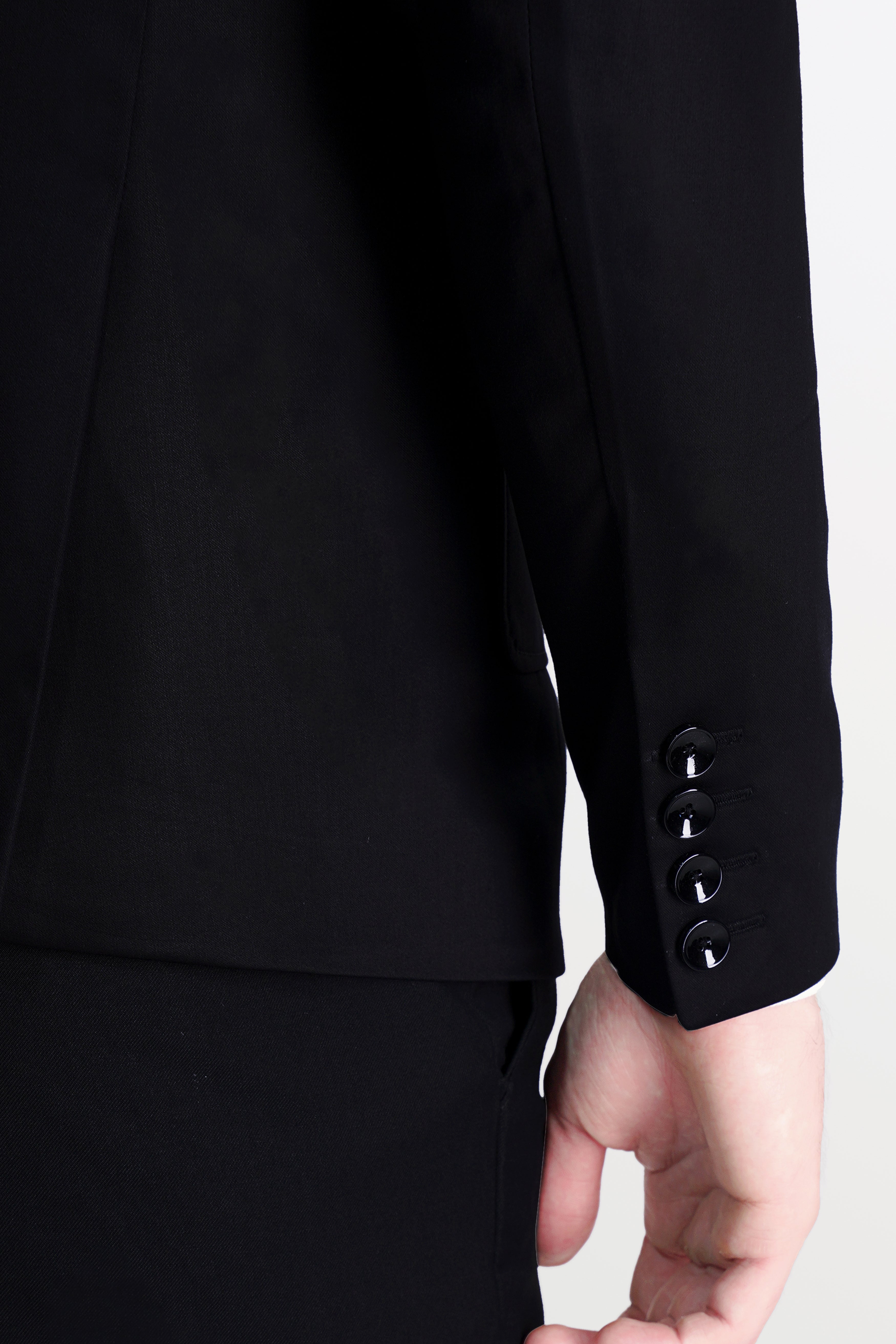 Jade Black Stretchable Subtle Sheen Patch Pockets Performance Blazer