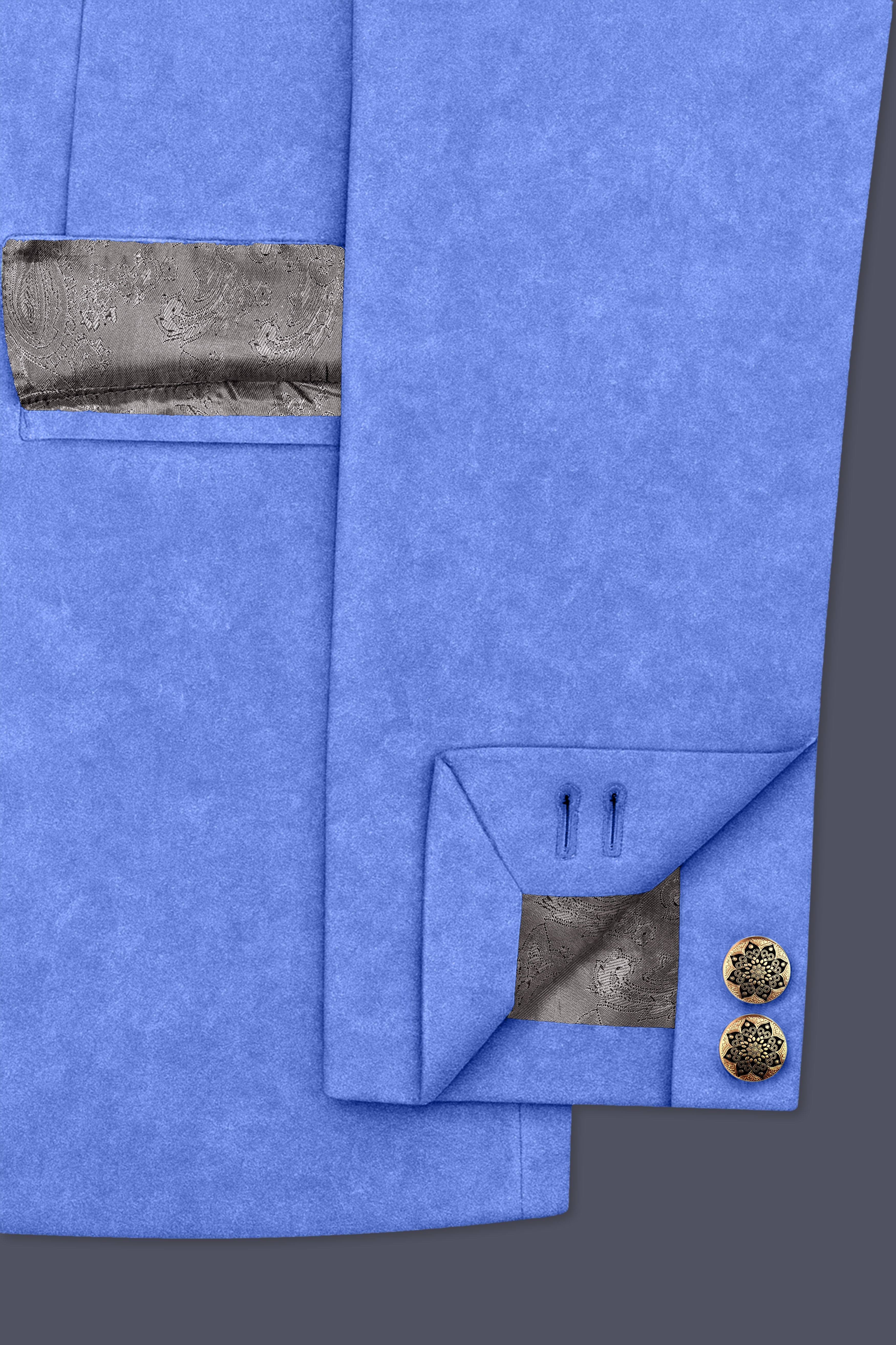 Mariner Blue velvet Cross Placket Bandhgala Designer Blazer