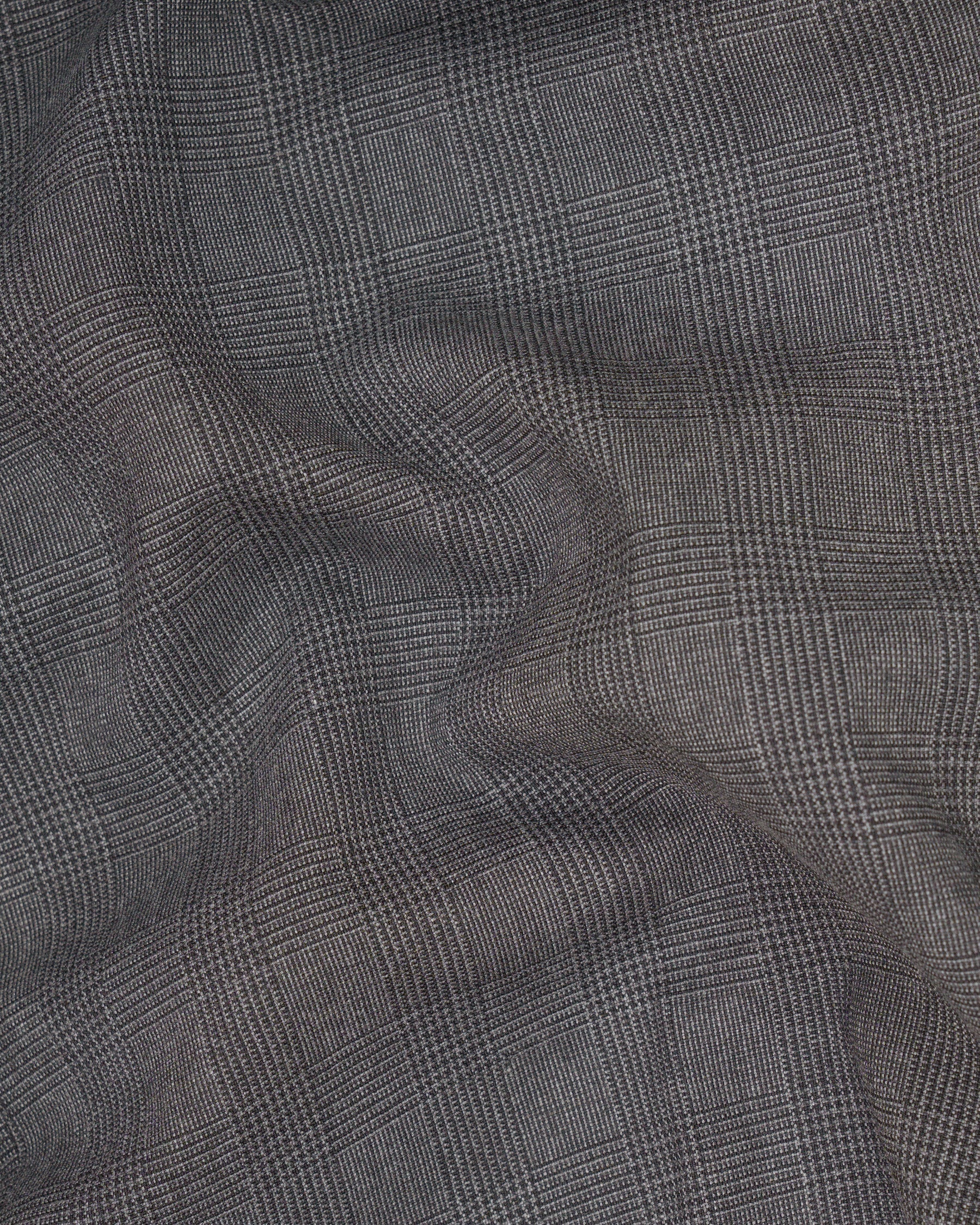 Wenge Gray Subtle Plaid Double Breasted Blazer