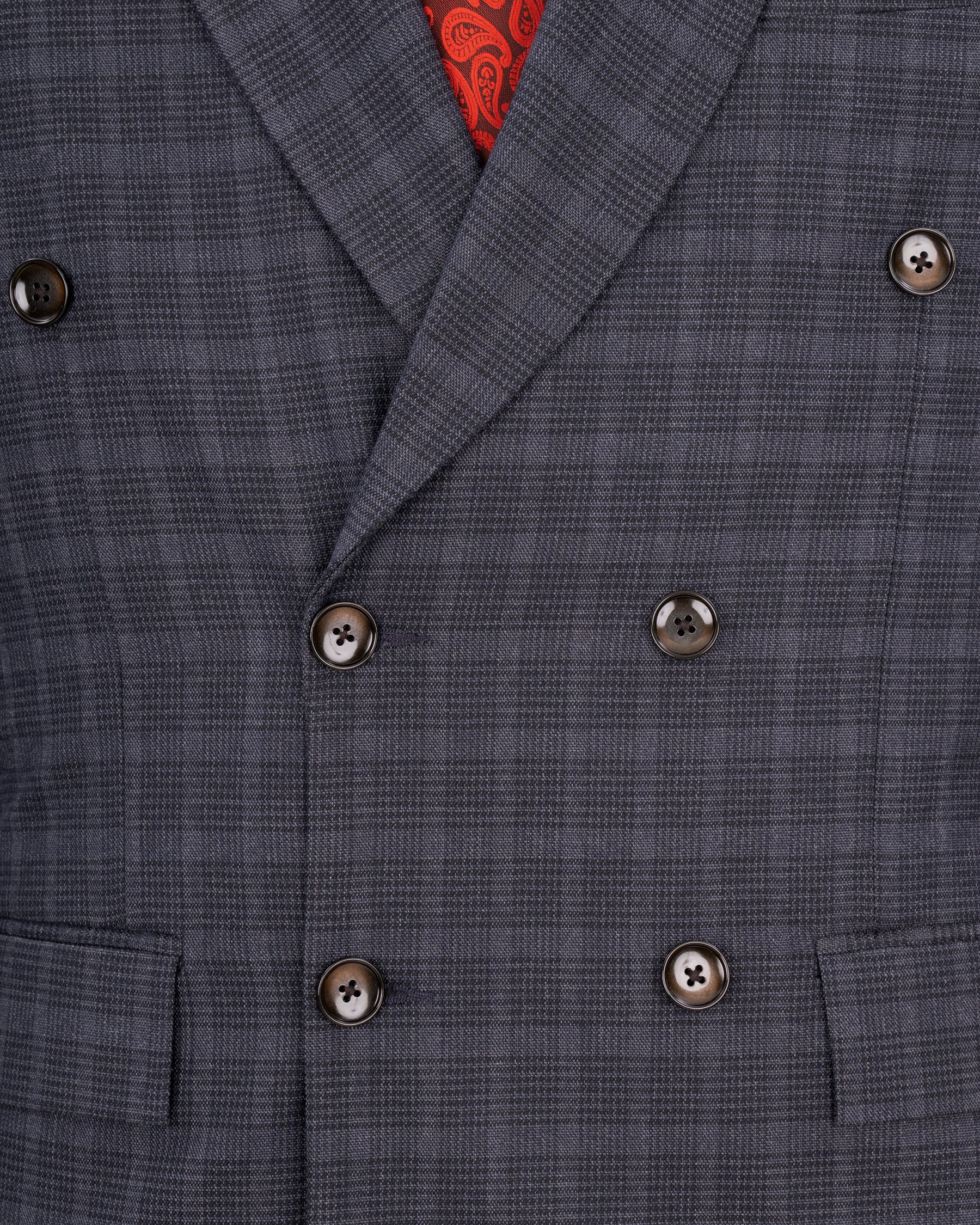 Gravel Gray Plaid Double Breasted Blazer