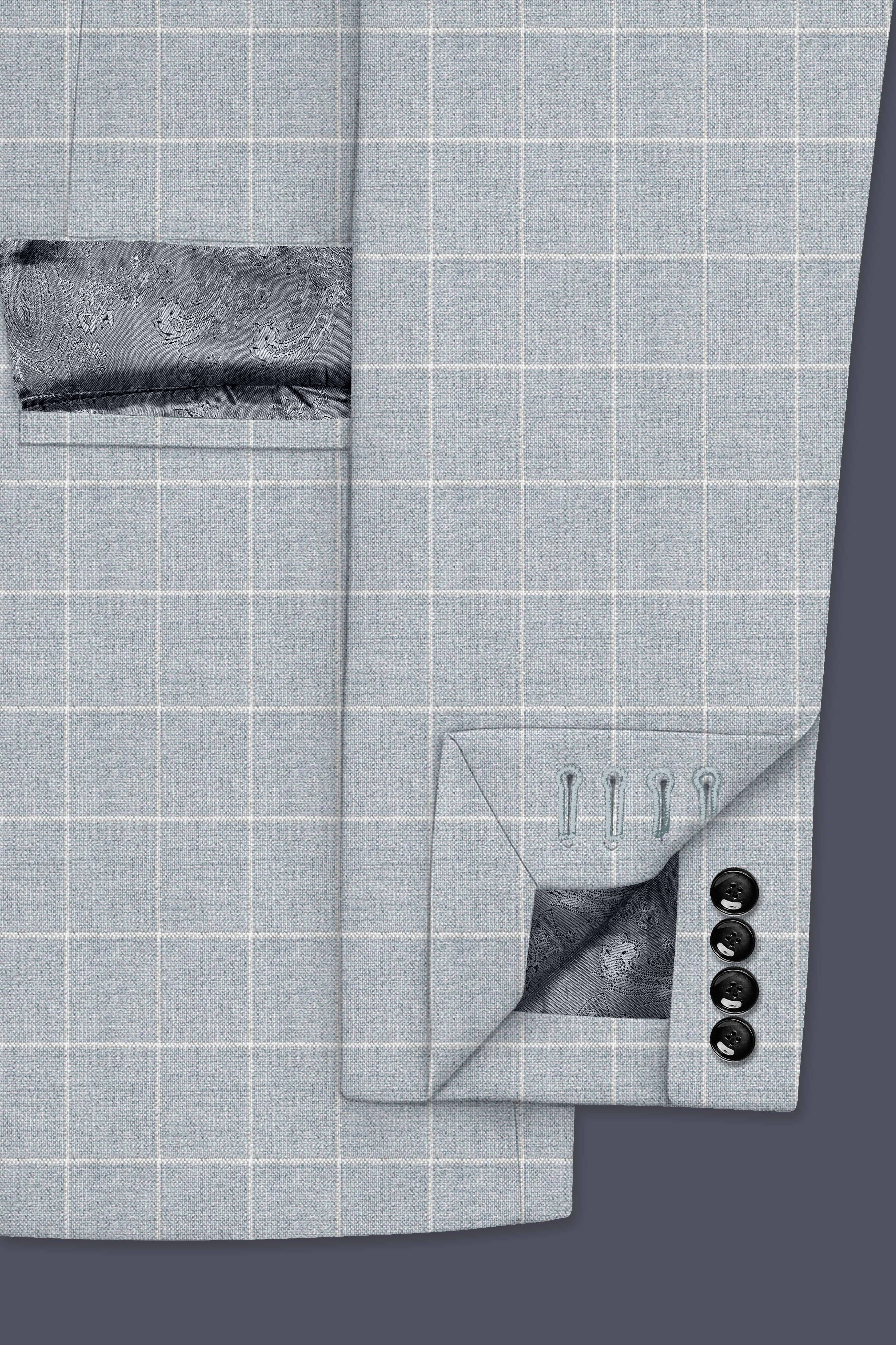 Hurricane Gray Windowpane Double Breasted Blazer