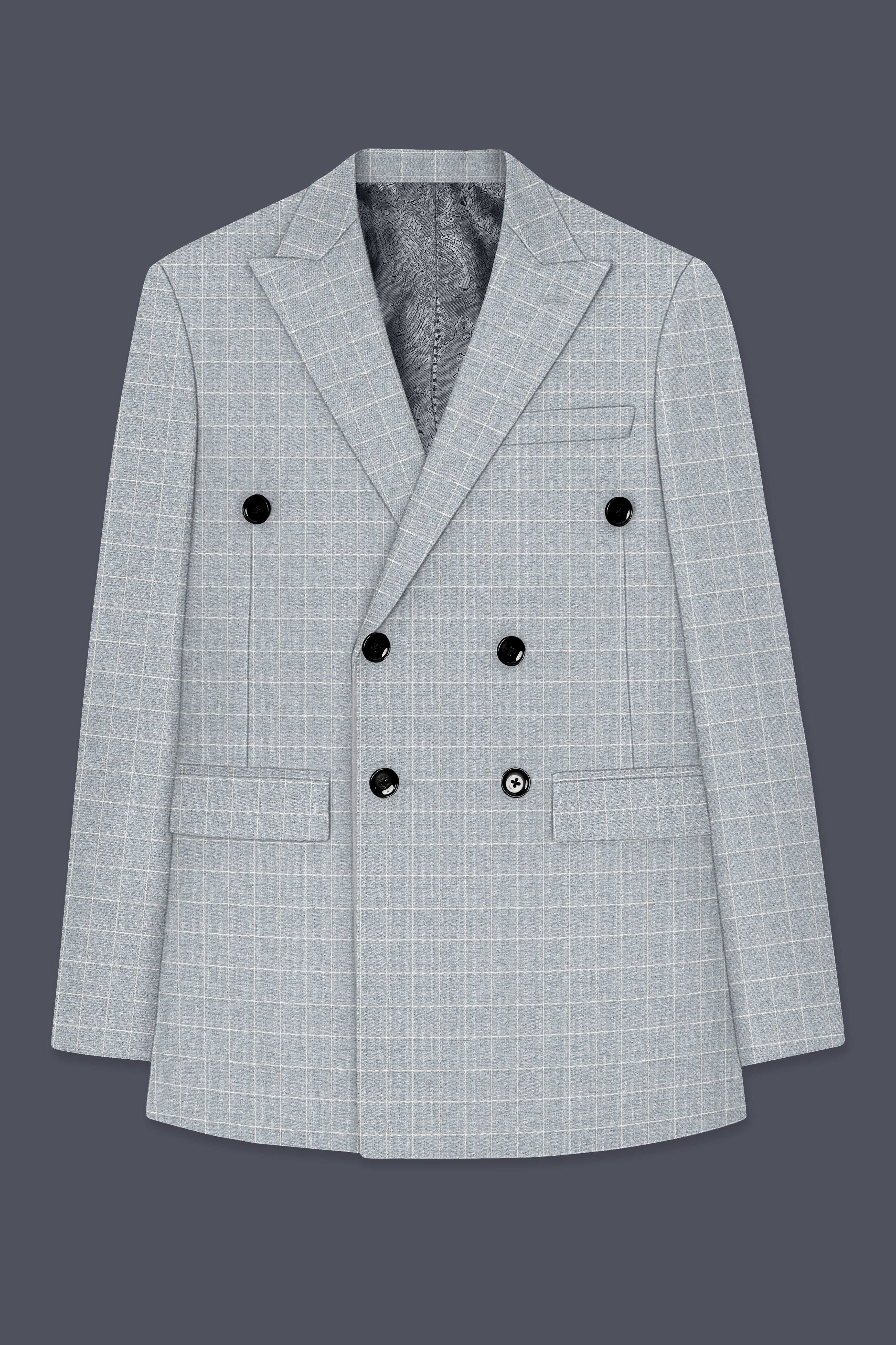 Hurricane Gray Windowpane Double Breasted Blazer