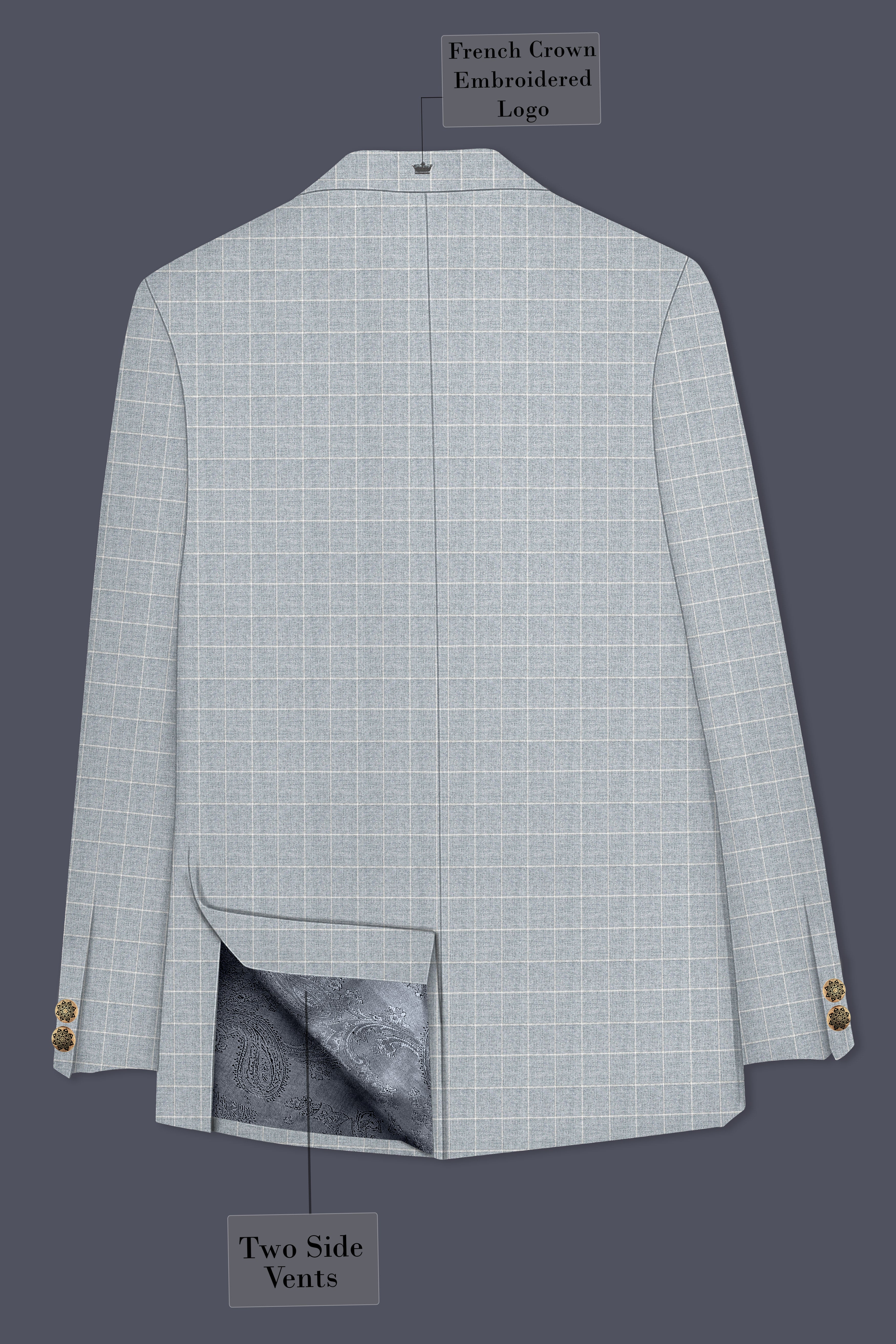 Hurricane Gray Windowpane Double Breasted Blazer