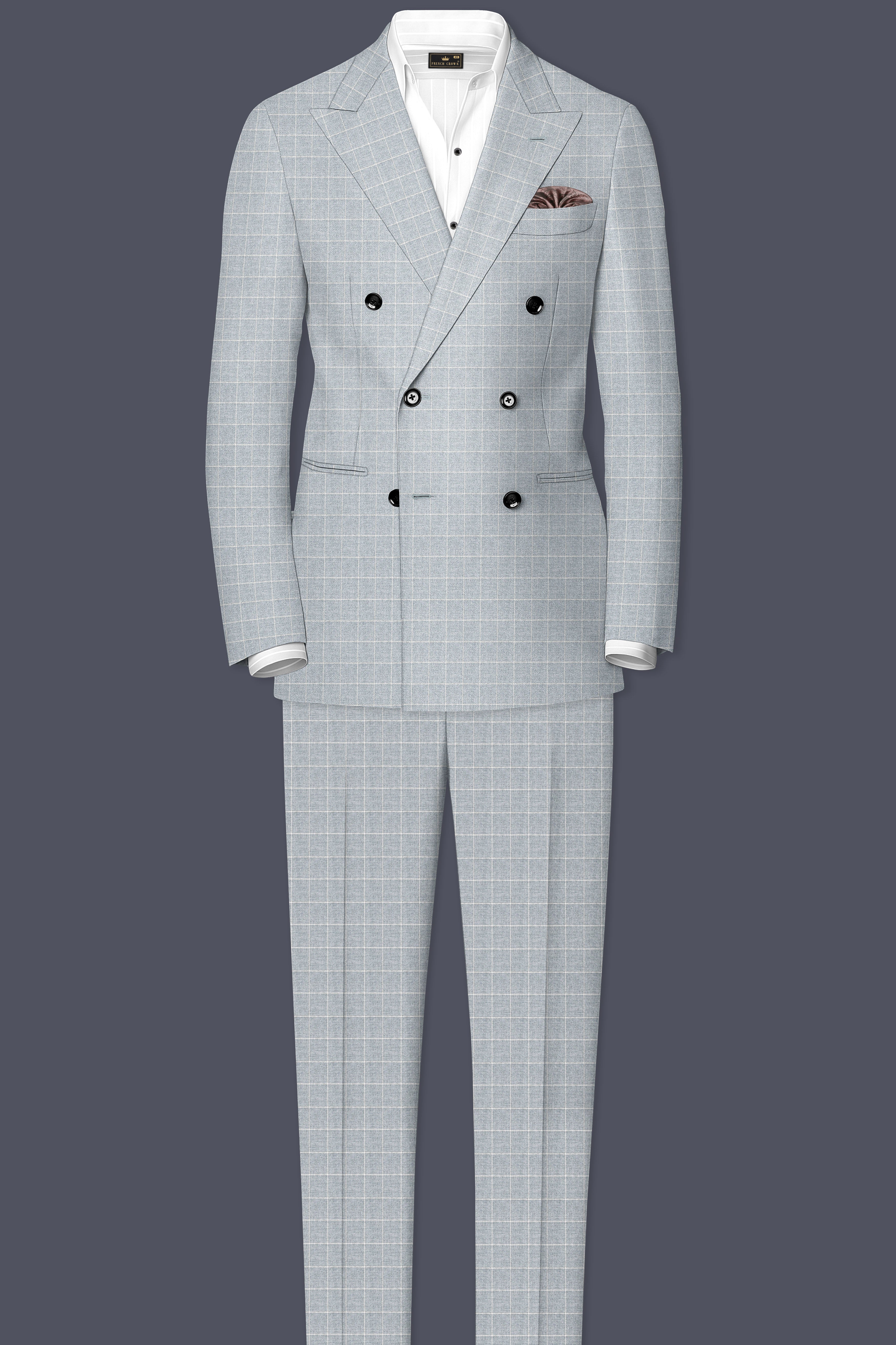 Hurricane Gray Windowpane Double Breasted Blazer