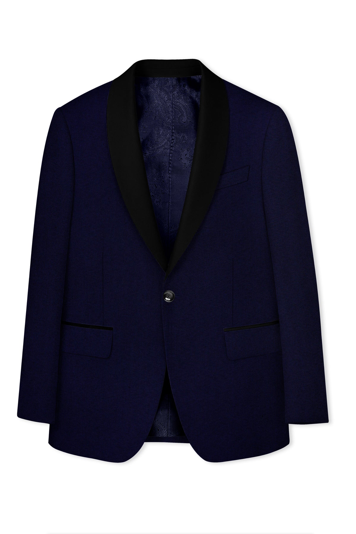 Gunmetal Blue with Black Lapel Tuxedo Suit