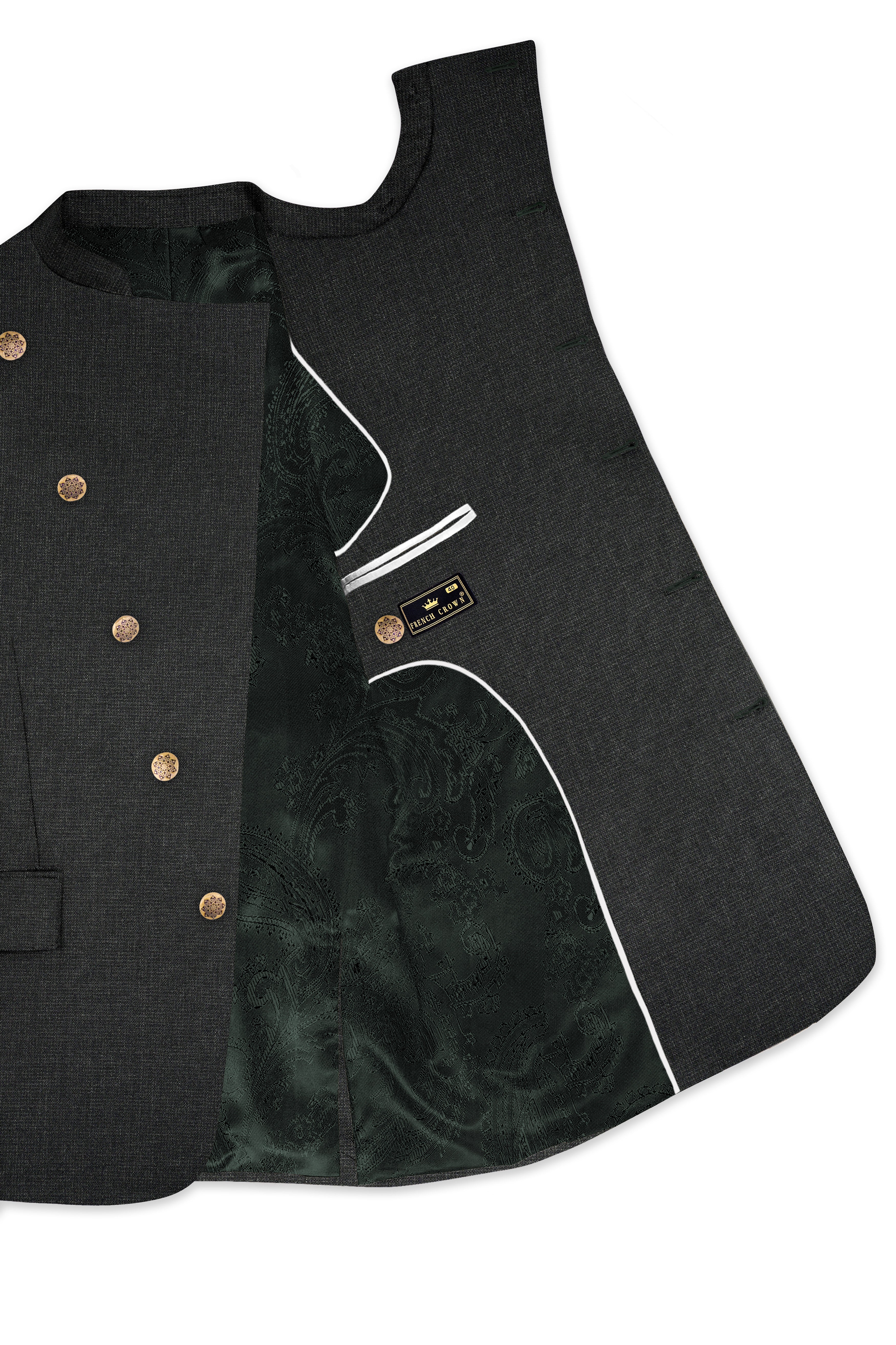 Piano Gray Cross Placket Bandhgala Blazer