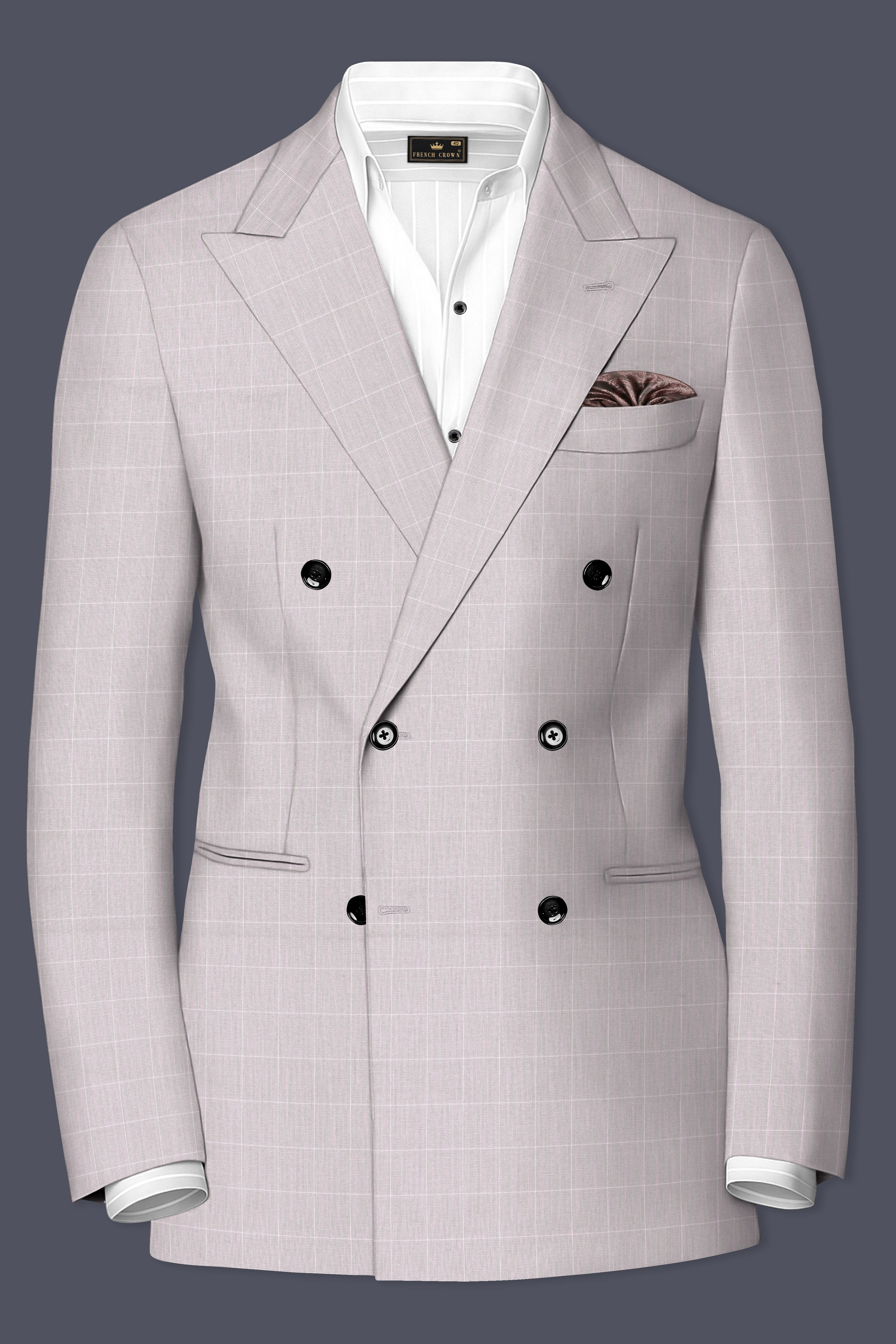 Martini Gray Checkered Double Breasted Blazer