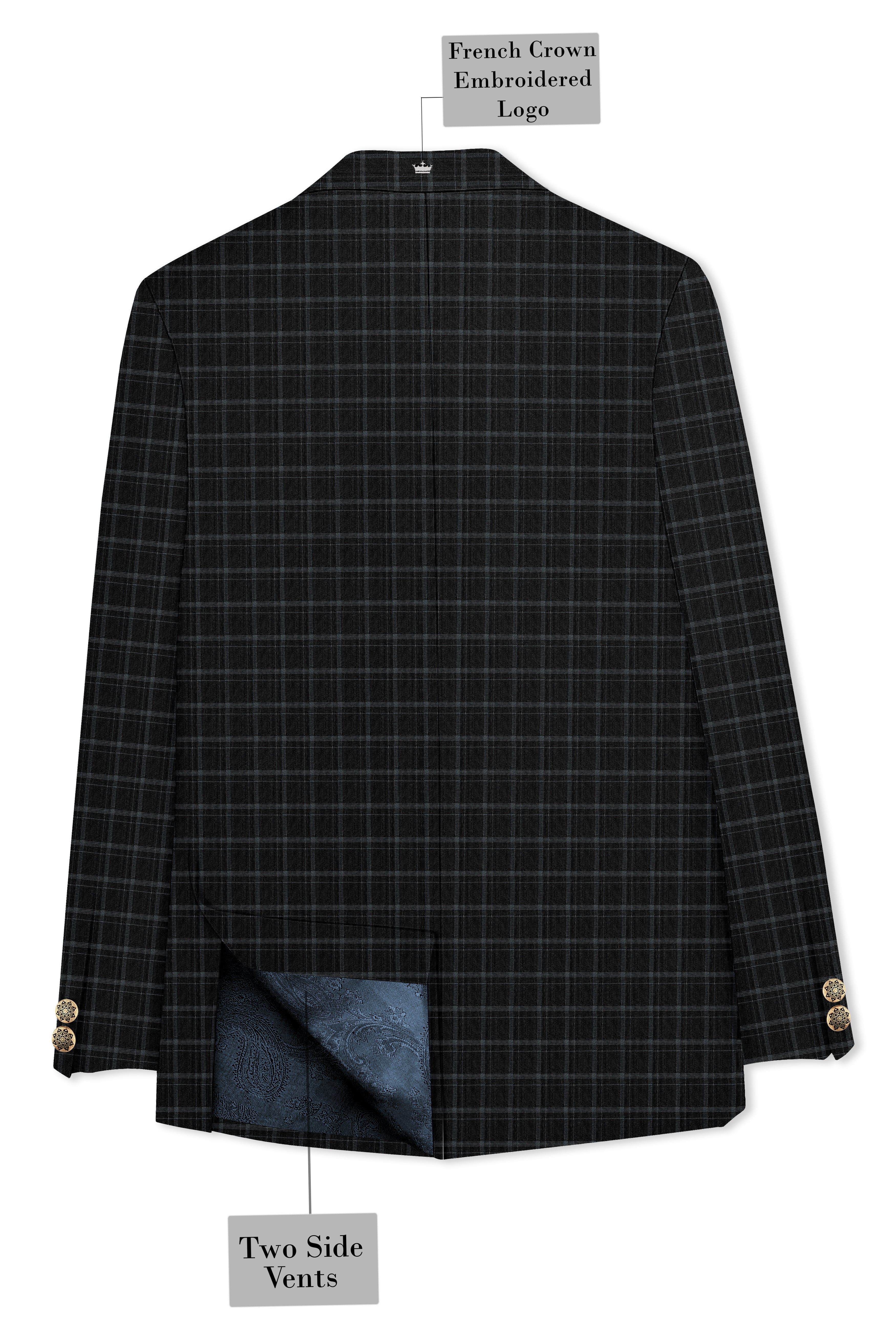 Cape God Gray windowpane Cross Bandhgala Blazer